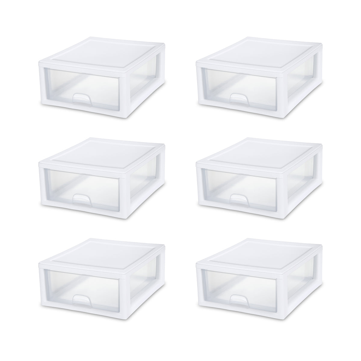Sterilite 16-Qt Modular Stacking Storage Drawer Containers (Open Box) (6 Pack)