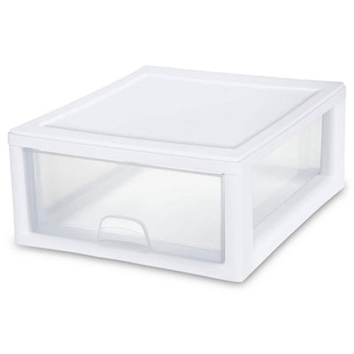 Sterilite 16 Quart Clear Plastic Stacking Storage Drawer Container Box (6 Pack)