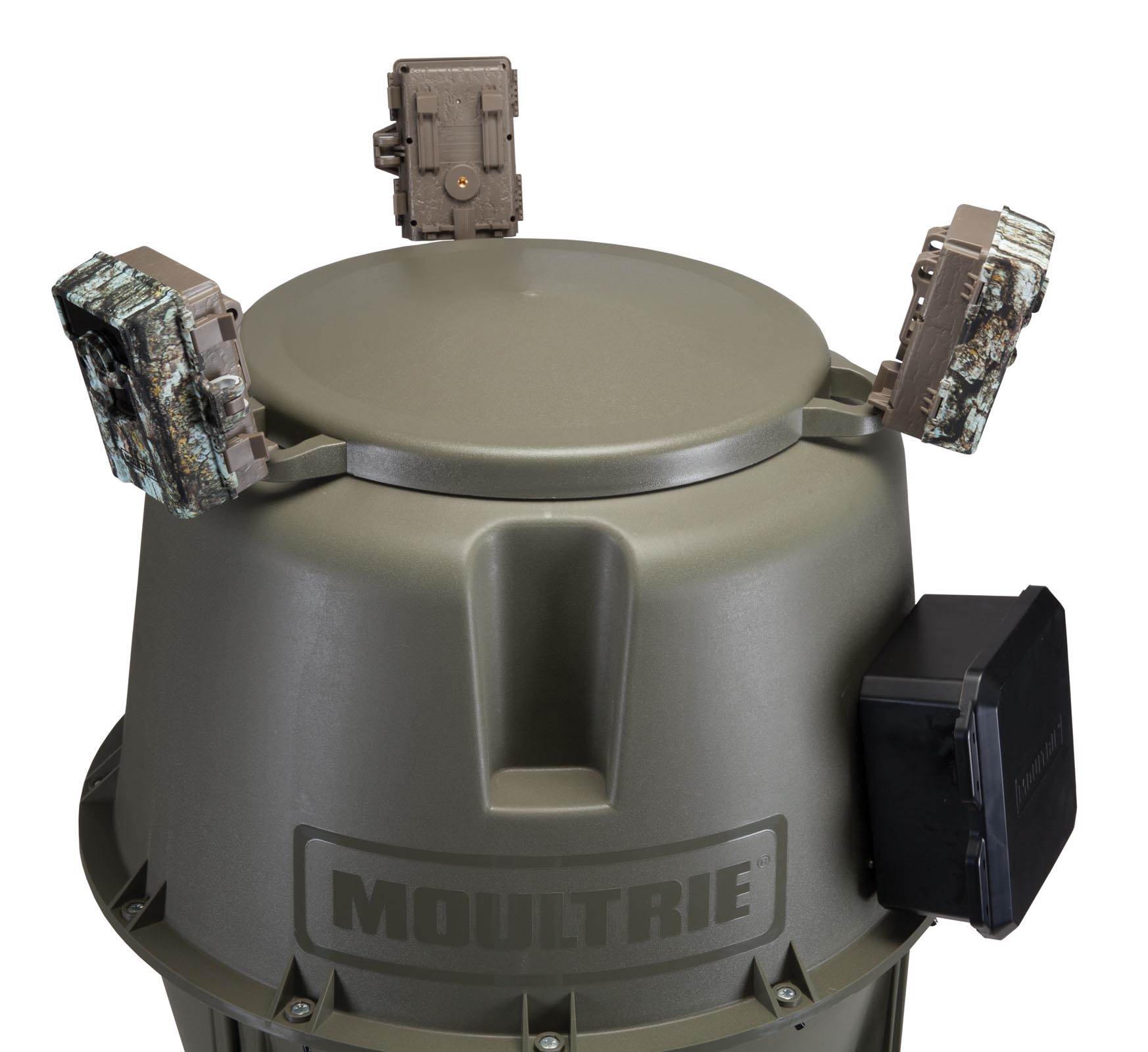 Moultrie 30 Gallon Easy Programmable Quick Lock Tripod Game Feeder + 6V Battery