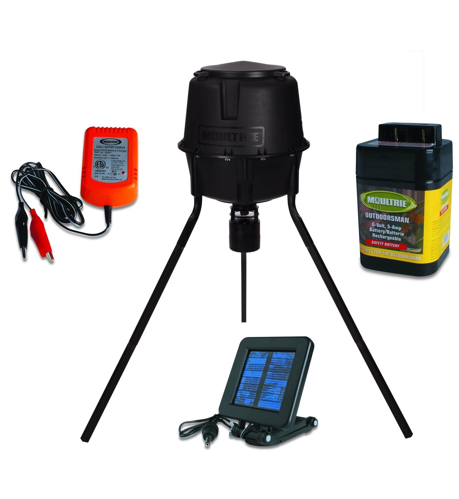 Moultrie 30 Gallon Quick Lock Tripod Feeder w/ Battery, Charger & Solar Panel