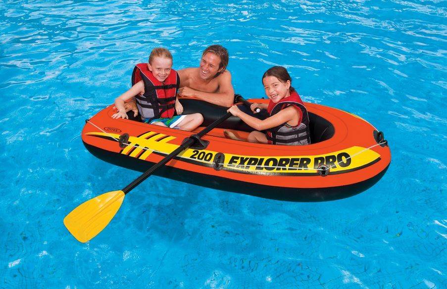 Intex Explorer Pro 200 Inflatable Two Person Raft Boat Set - Orange (Open Box)