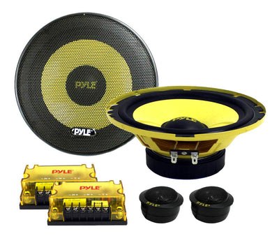 PYLE PLG6C 6.5" 400W 2 Way Car Component and 2 6.5" 300W Subwoofer Sub Speakers