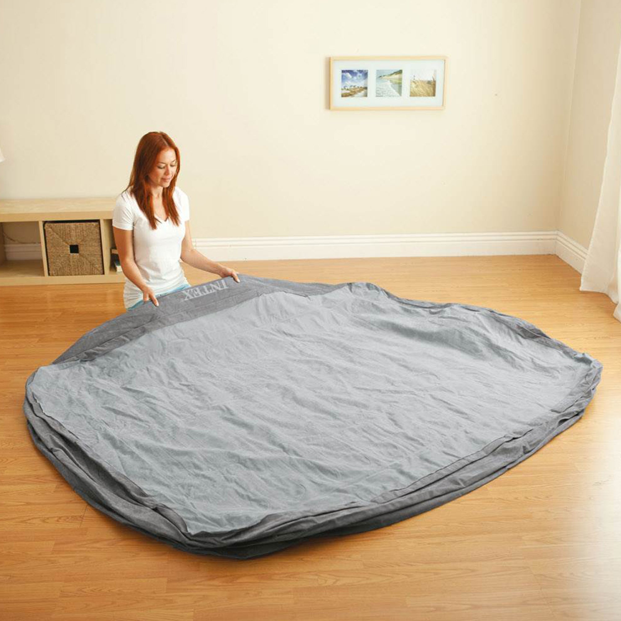 Intex Comfort Plush Dura-Beam Air Bed Mattress w/ Built-In Pump, Queen (Used)