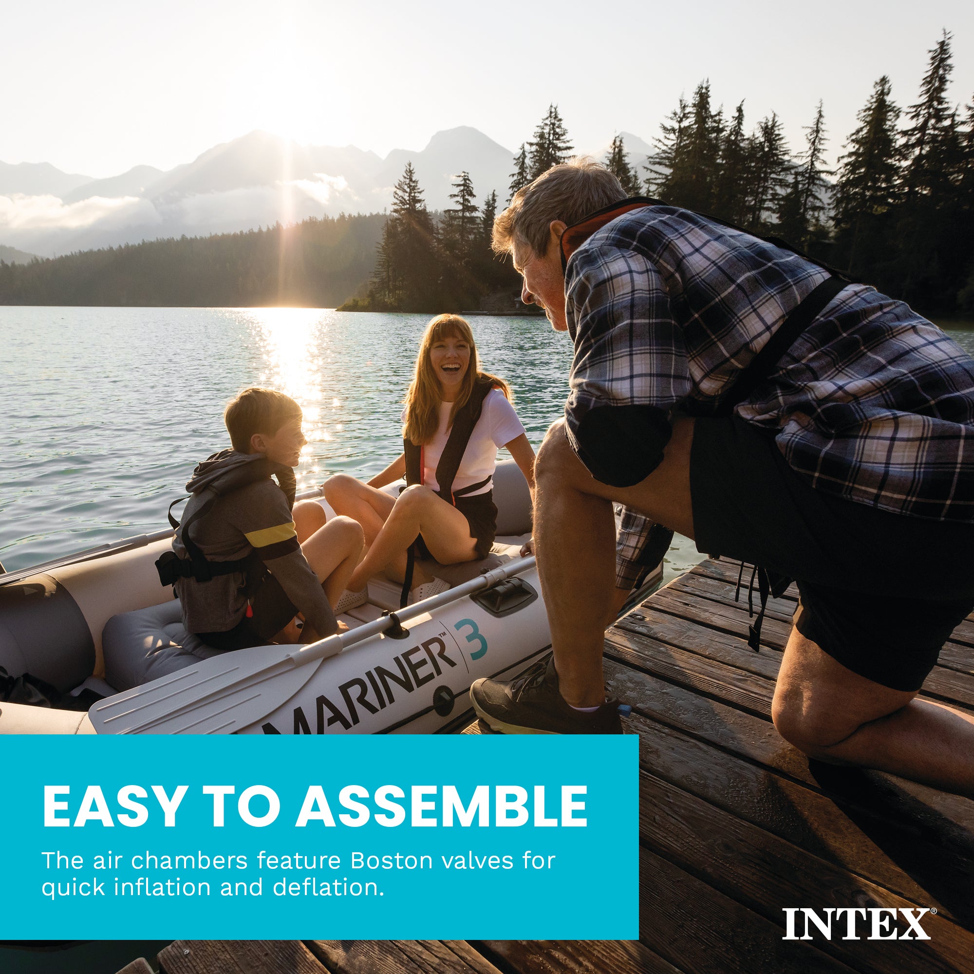 Intex 68373EP Mariner 3-Person Inflatable River/Lake Dinghy Boat and Oars Set - VMInnovations