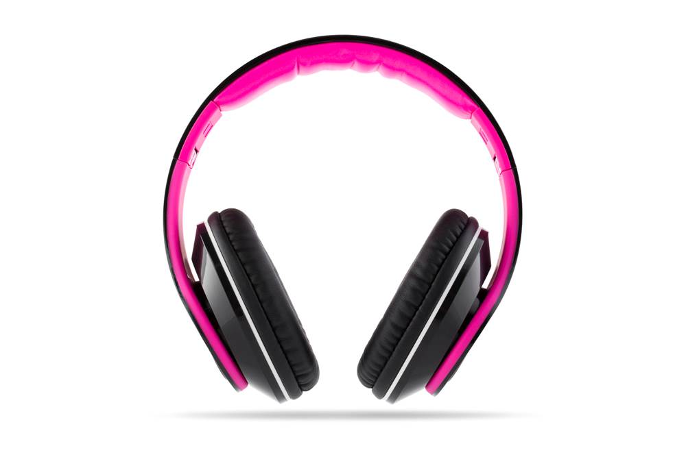VM Audio Elux Over Ear DJ Stereo MP3 iPhone Bass Headphones - Pink - Open Box