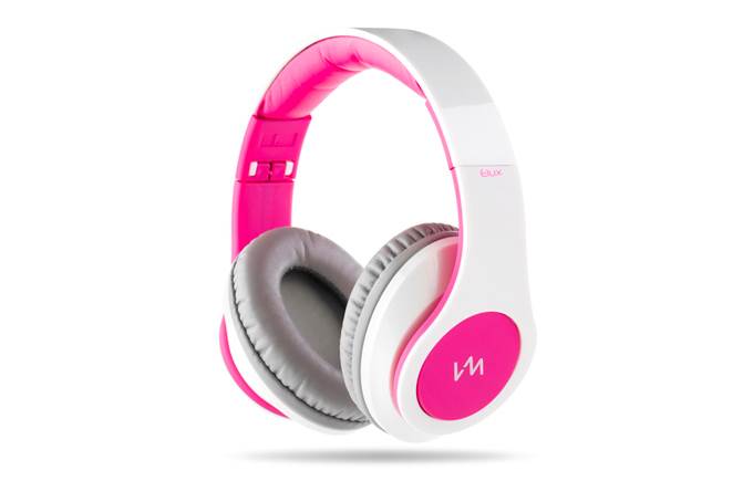 VM Audio Elux Over Ear DJ Stereo MP3 Bass Headphones - White/Pink - Open Box
