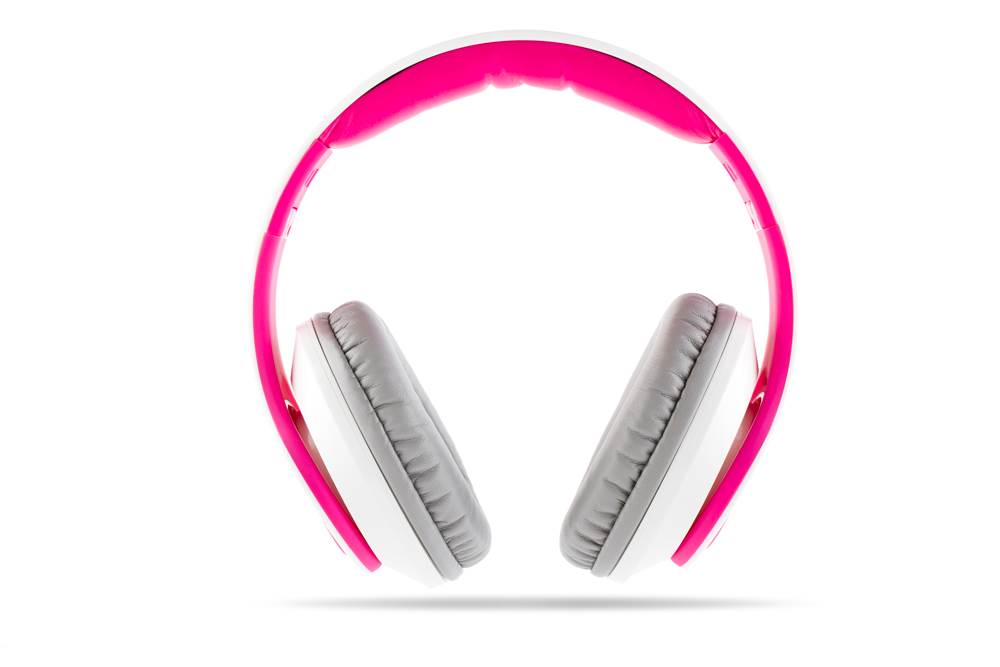 VM Audio Elux Over Ear DJ Stereo MP3 Bass Headphones - White/Pink - Open Box