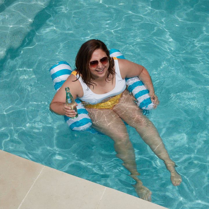 Swimline Premium Swimming Pool Floating Water Hammock Lounge Chair, Blue/White - VMInnovations