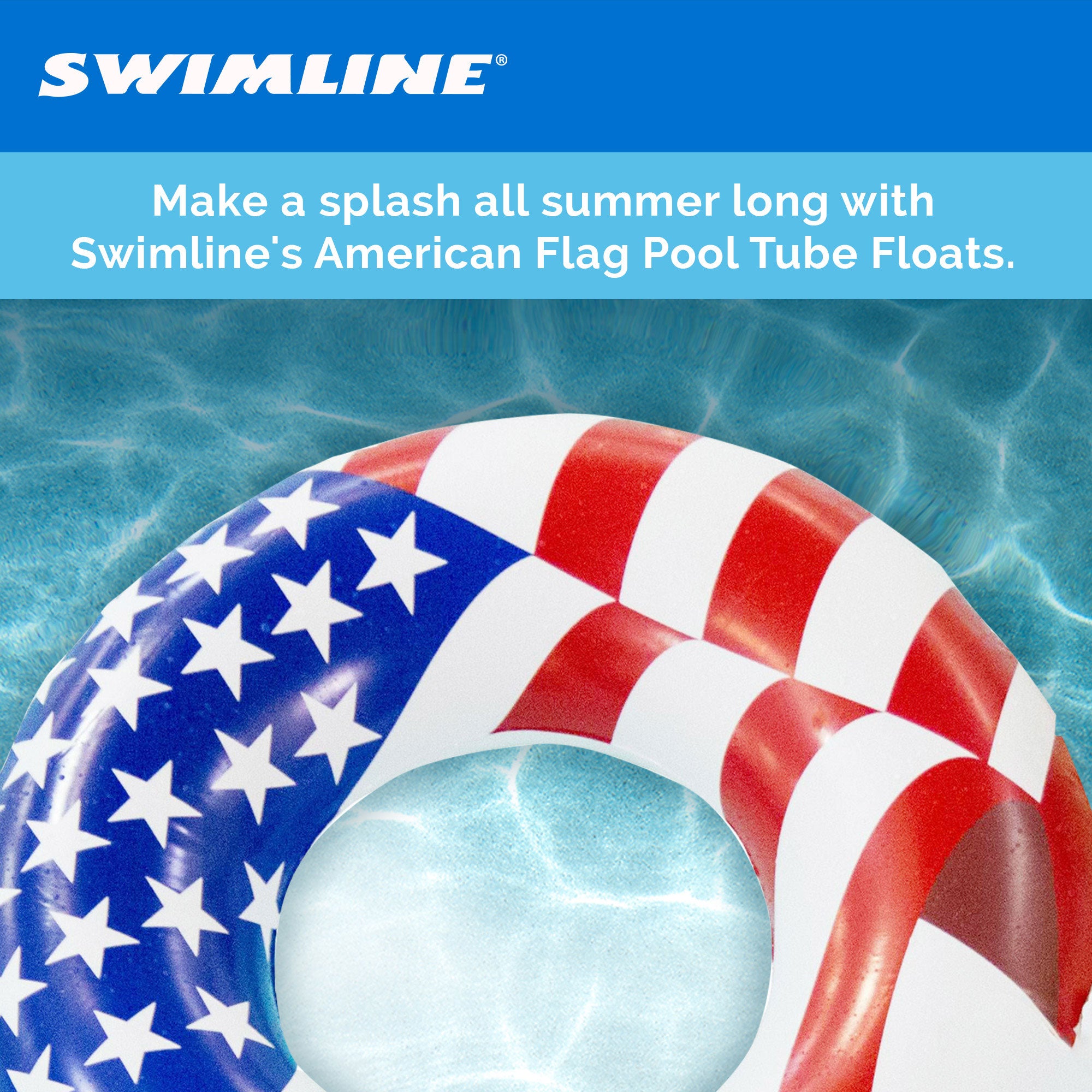 Swimline 36 Inch Inflatable Patriotic American Flag Swimming Pool Tube Float (For Parts)