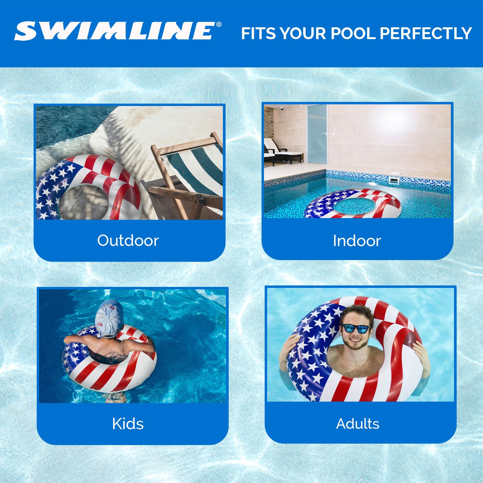 Swimline 36 Inch Inflatable Patriotic American Flag Swimming Pool Tube Float (For Parts)