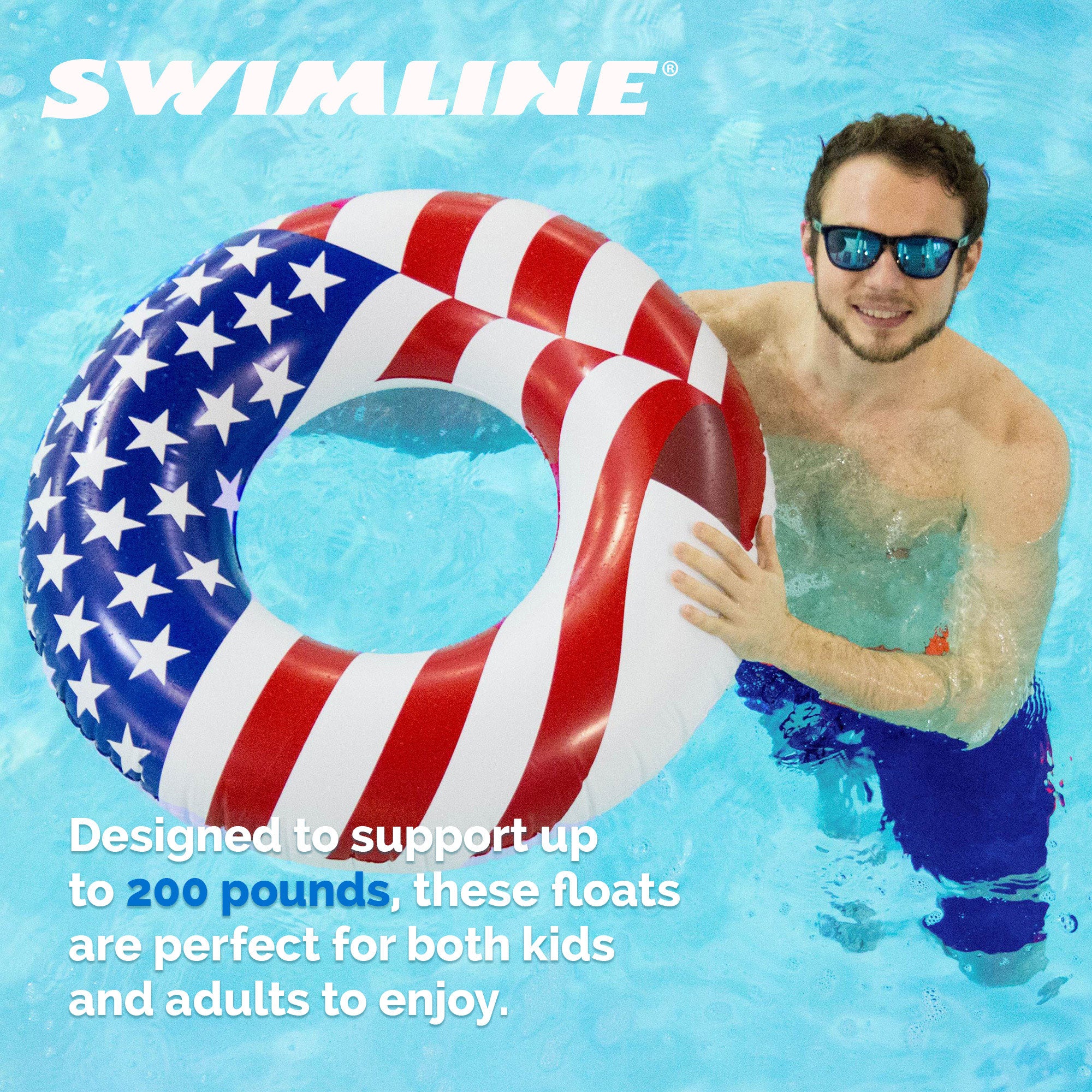 Swimline 36" Inflatable Patriotic American Flag Pool Lake Tube Float (Used)