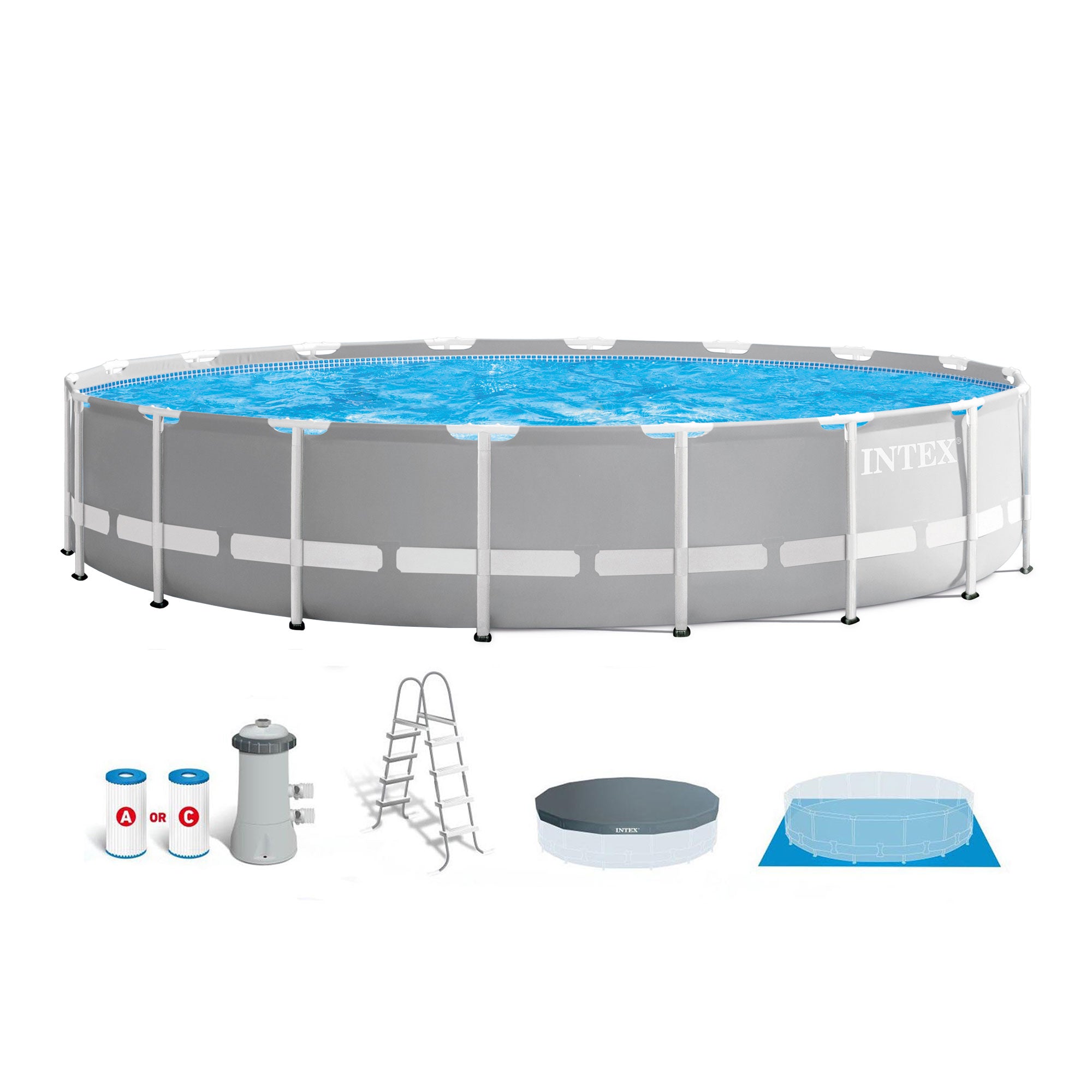 Intex 18ft x 48in Prism Frame Above Ground Swimming Pool Set with Pump (2 Pack)