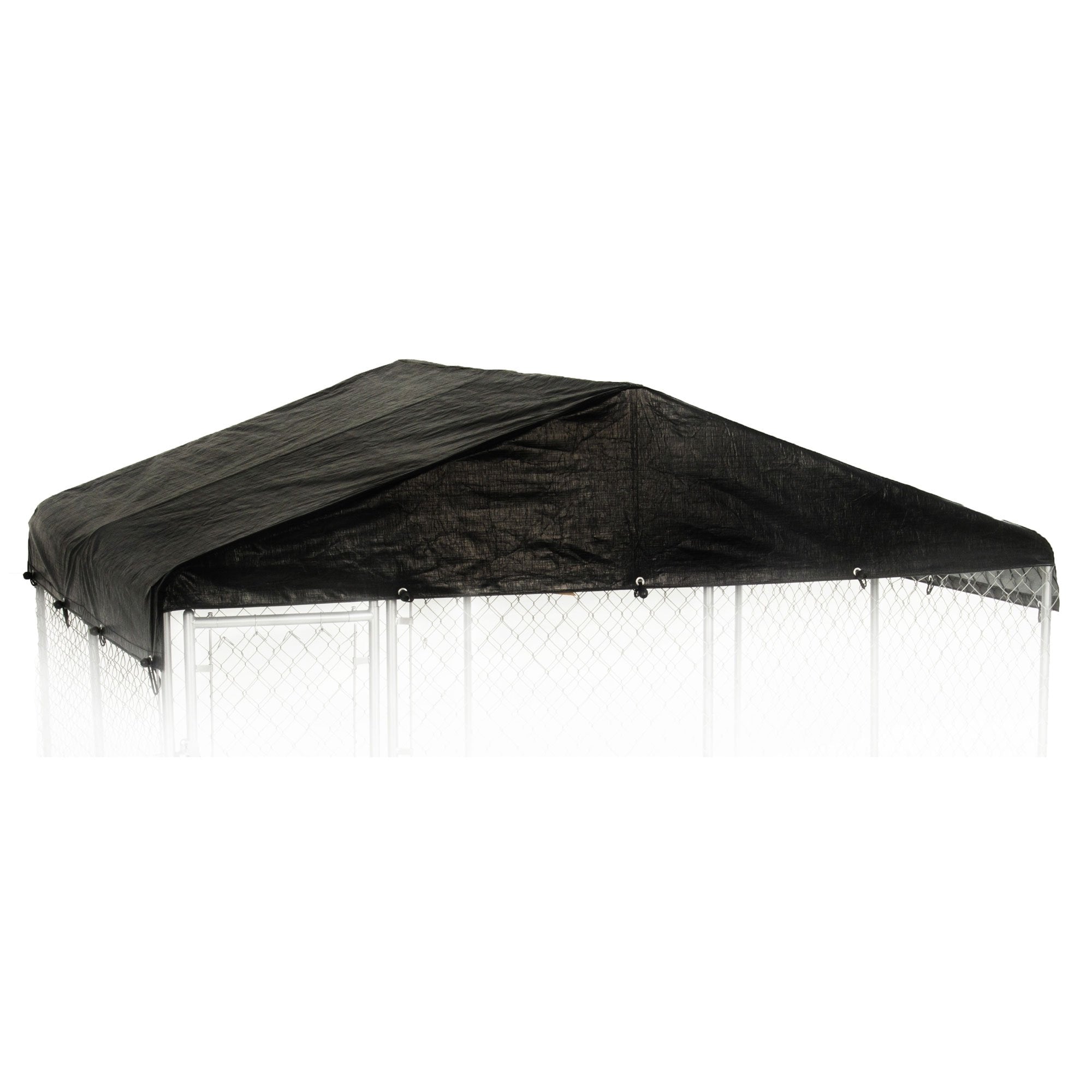 Lucky Dog 10' x 10' Chain Link Dog Kennel (2 Pack) & Waterproof Roof (2 Pack) - VMInnovations