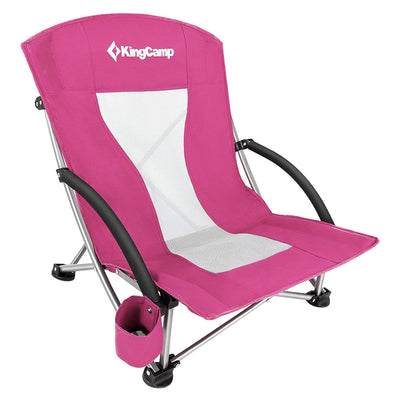 KingCamp Lightweight Strong Stable Folding Beach Chair with Mesh Back, Rose