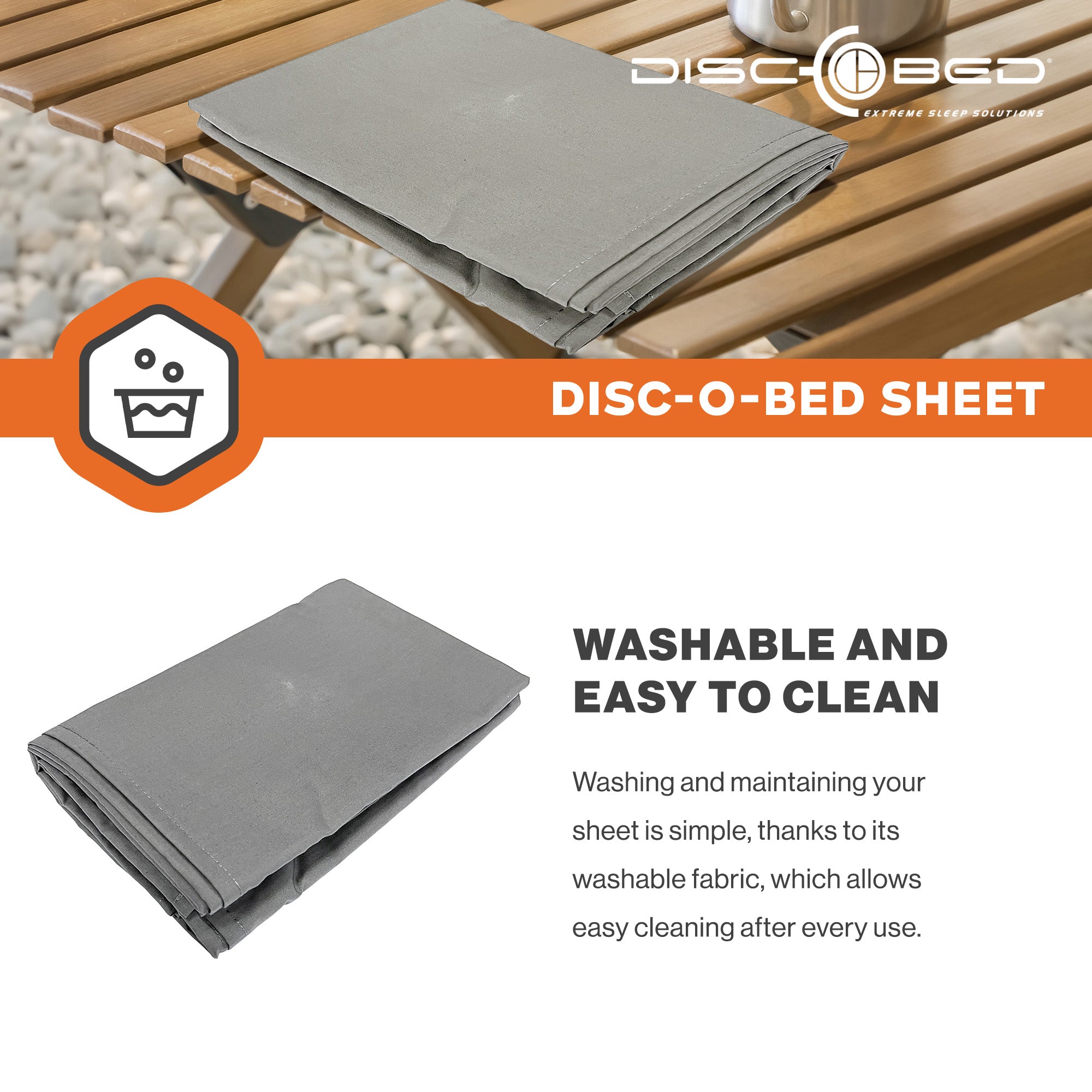 Disc-O-Bed L/XL Cot Sheet for Portable Folding Bed Systems and Camping, Grey - VMInnovations