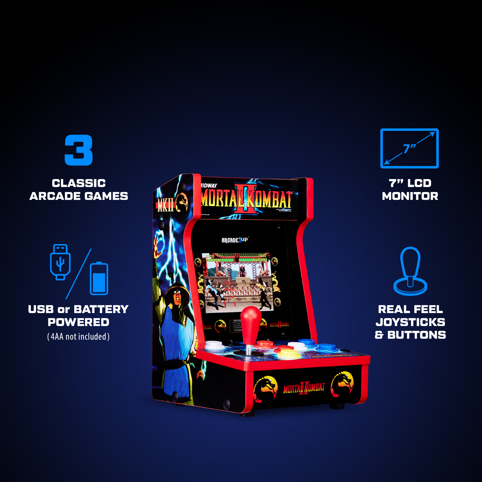 Arcade1Up Mortal Kombat II Countercade Countertop Arcade Machine with 3 Games