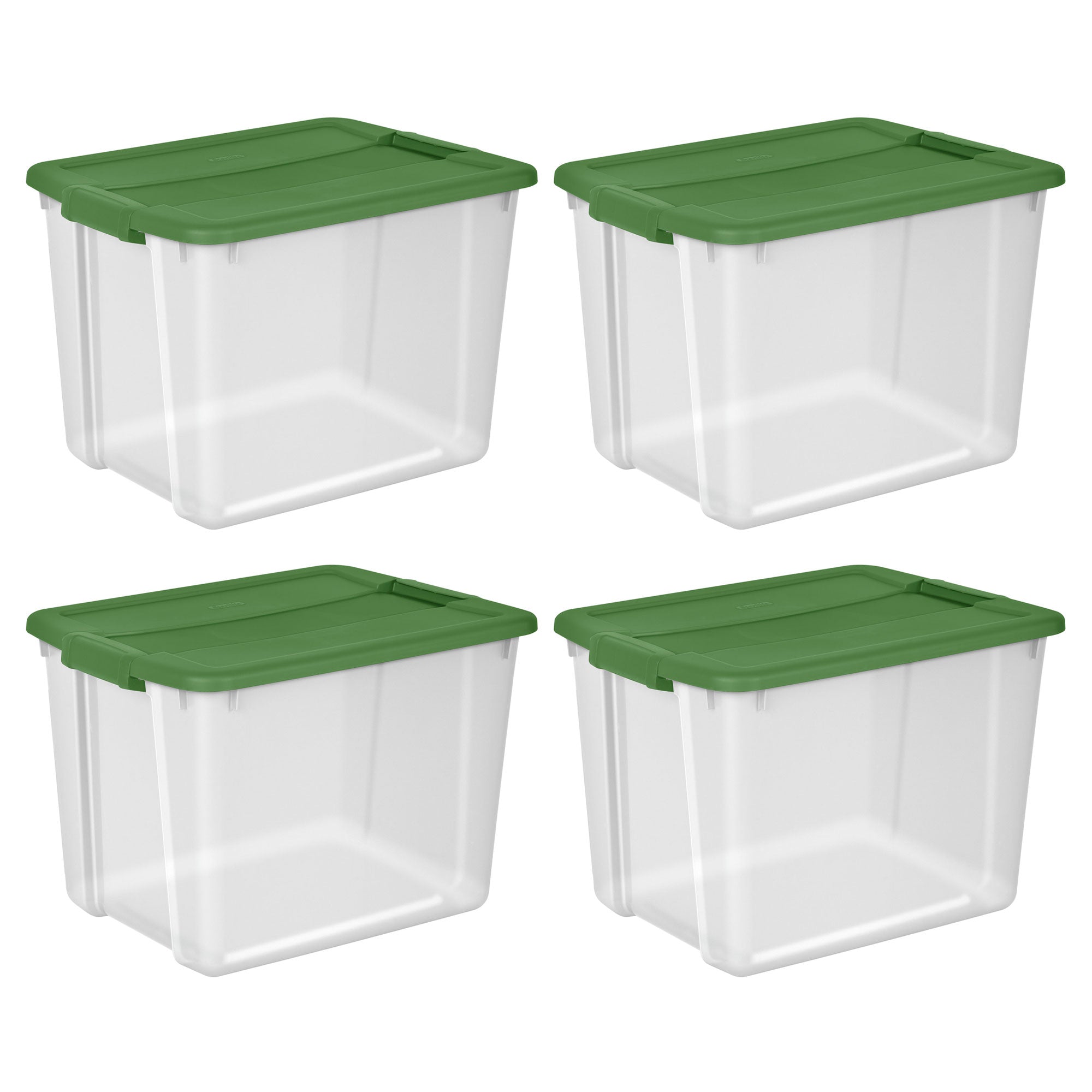 Sterilite 12 Gal Latching Lid Holiday Storage Tote Organizer Bin, Green, 4 Pack - VMInnovations
