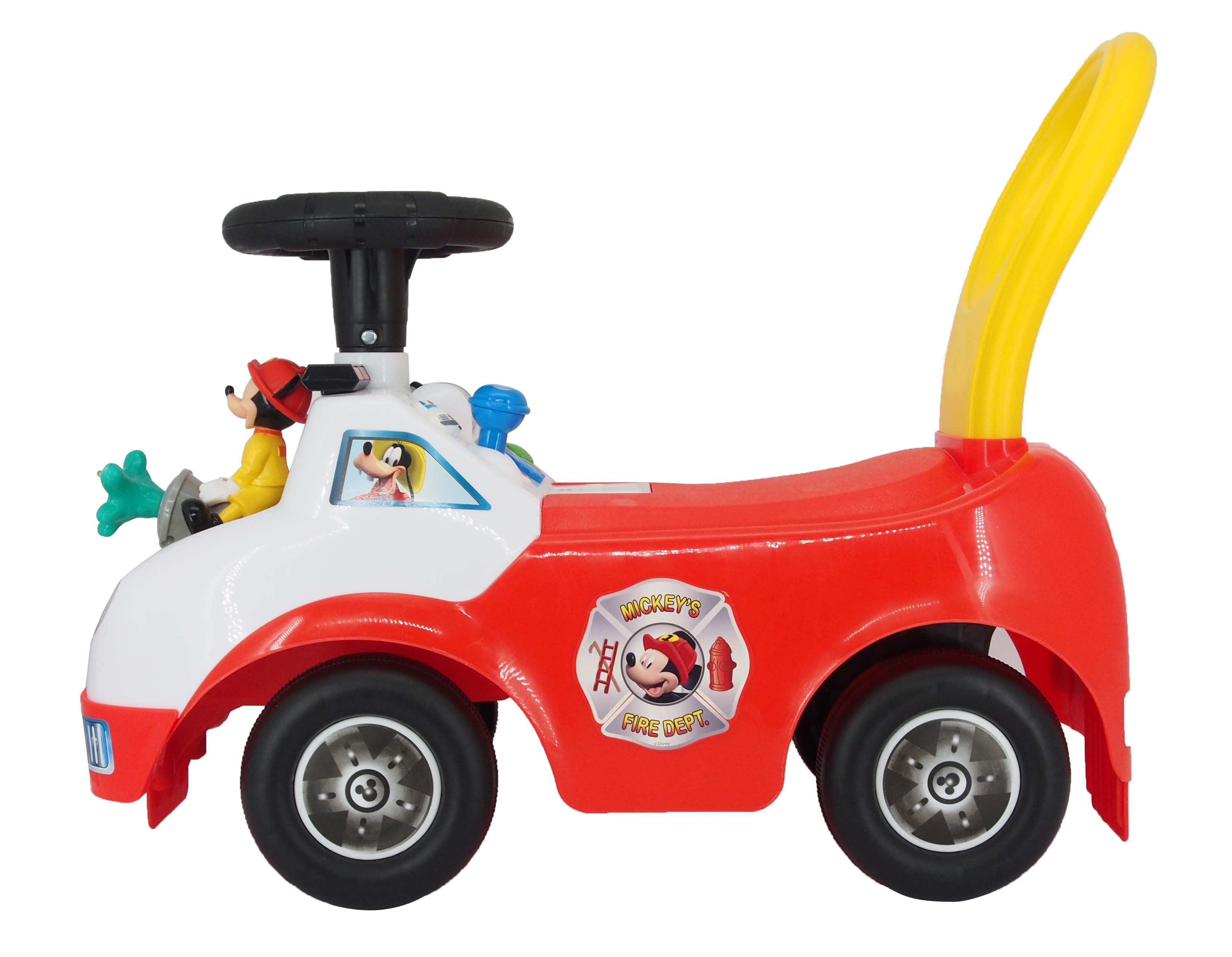 Kiddieland Disney Mickey Mouse Fire Truck Activity Ride On Car, Red (For Parts)