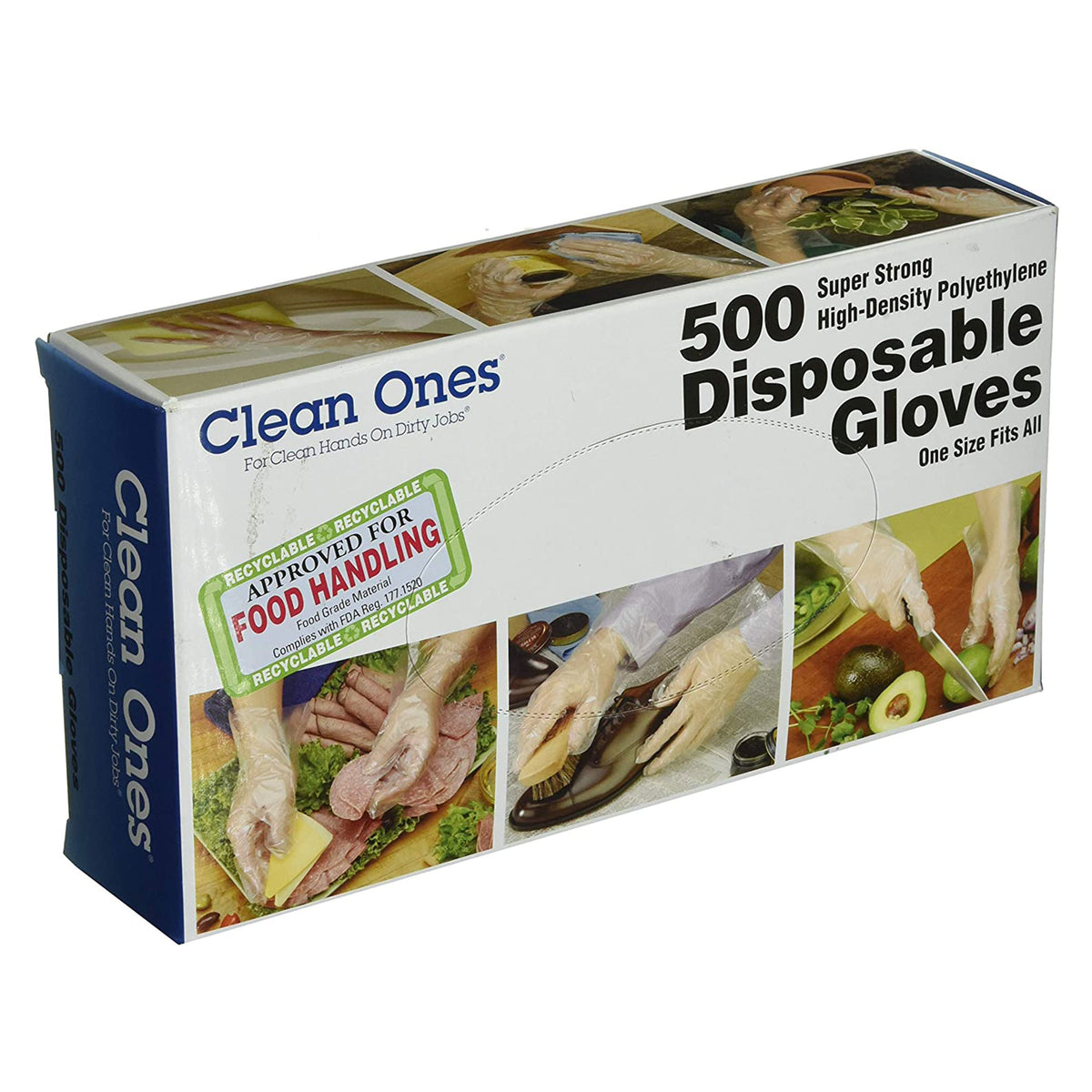 Clean Ones 500 Count Latex Free Disposable Food Safe Gloves, One Size (2 Pack) - VMInnovations