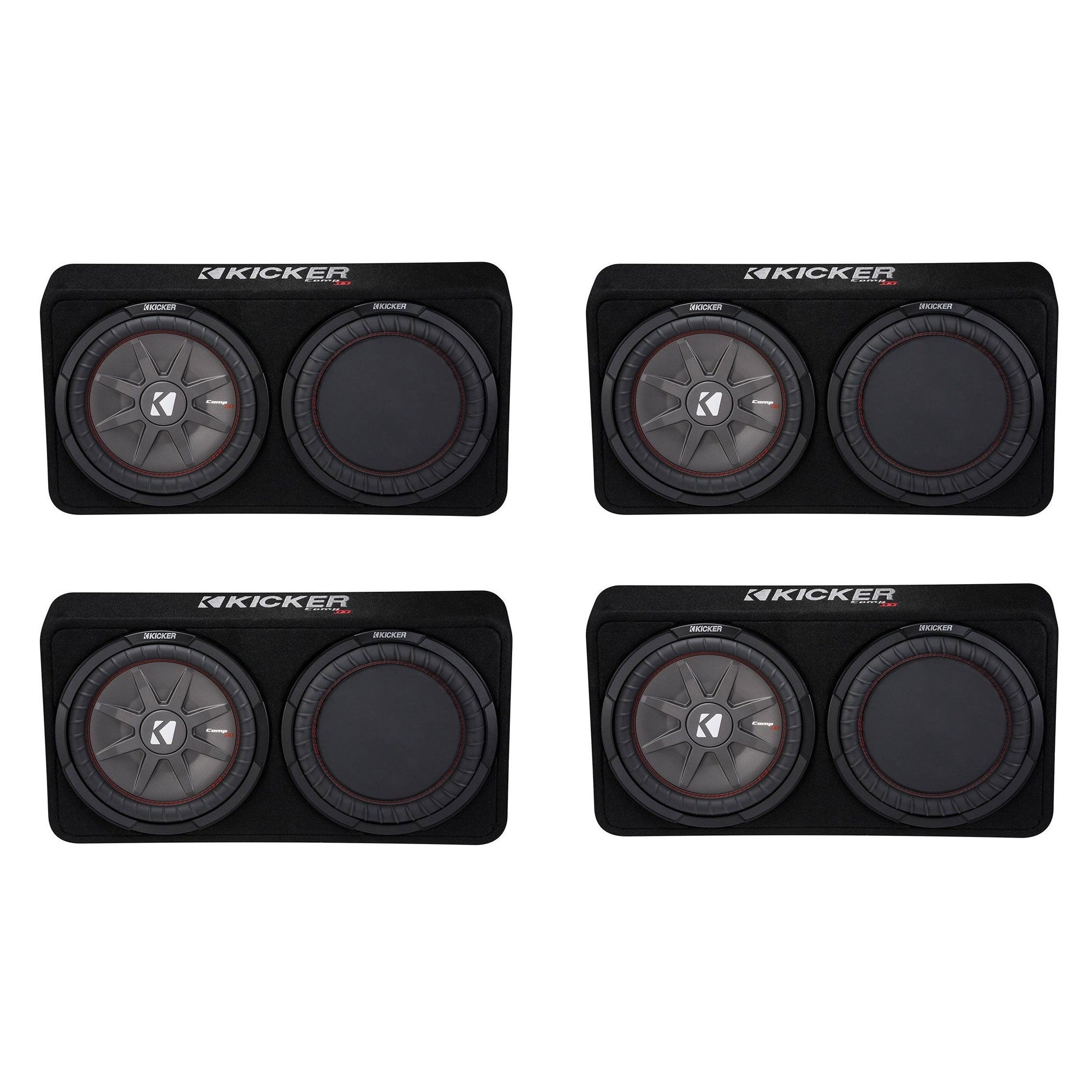 Kicker 1000W Dual 12" 4-Ohm Slim Shallow Subwoofer Sealed Enclosure (4 Pack)