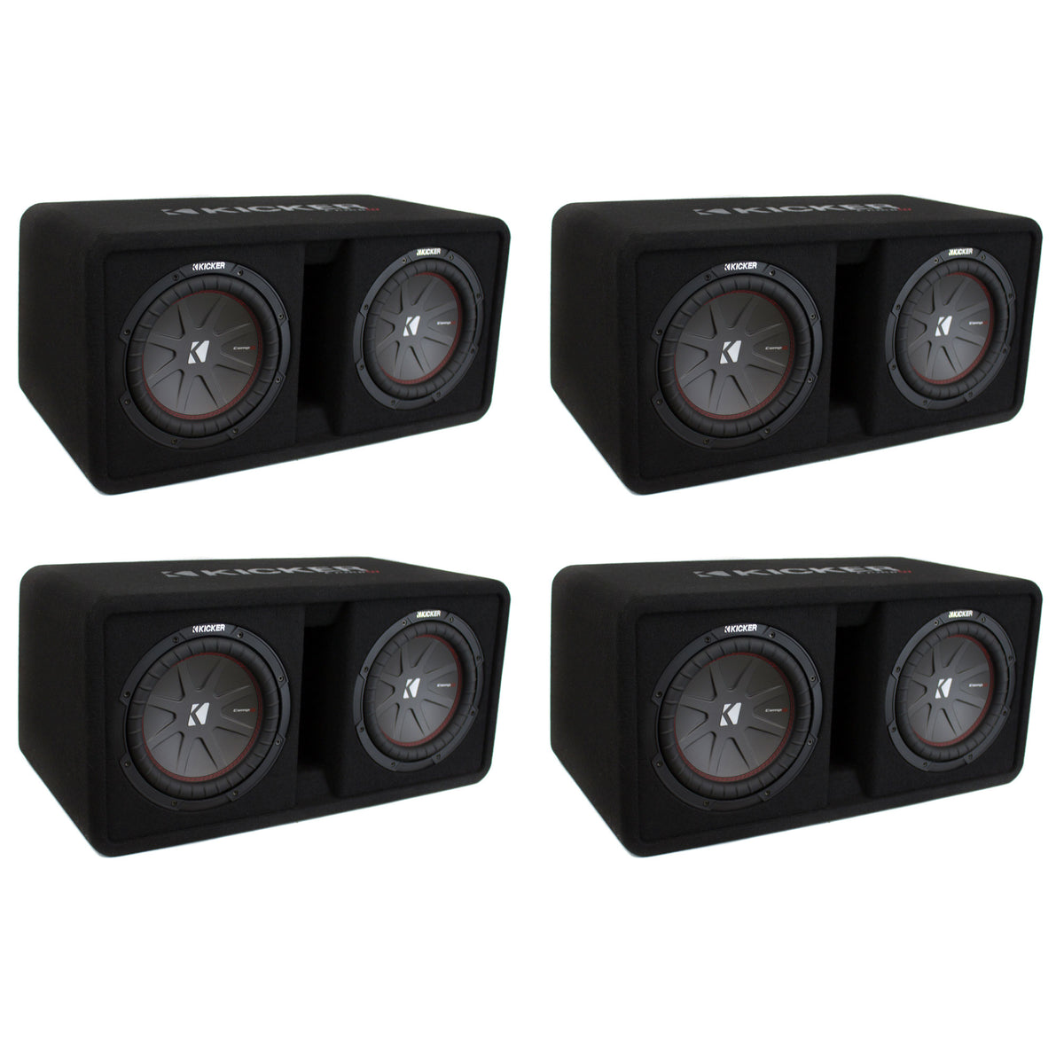 Kicker 10" 1600W 2-Ohm Vented Dual Loaded Car Enclosure Subwoofers (4 Pack)