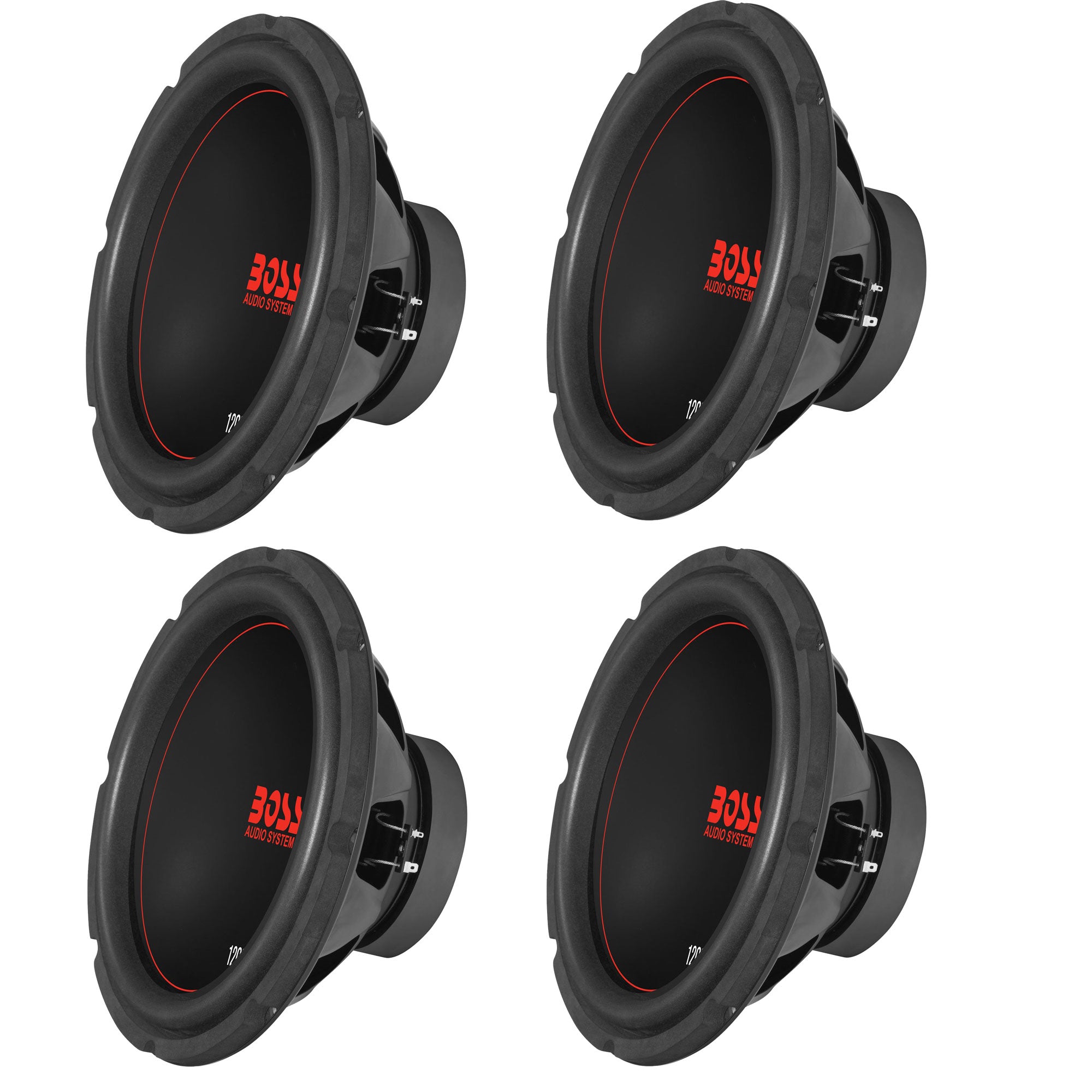 BOSS Audio Chaos Exxtreme 12 Inch 1200W DVC 4 Ohm Car Audio Subwoofer (4 Pack)