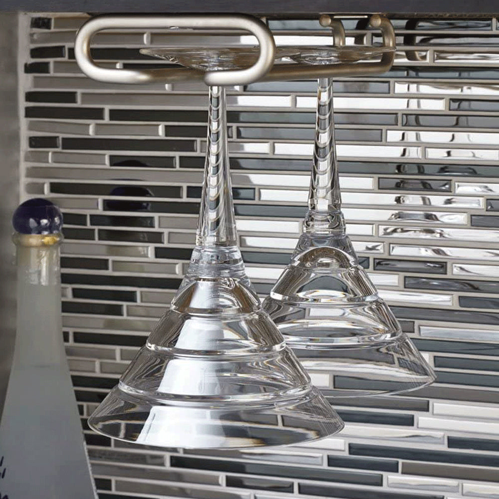 Rev-A-Shelf 3150-18SN 18-Inch Under Cabinet Wine Glass Stemware Holder, Nickel