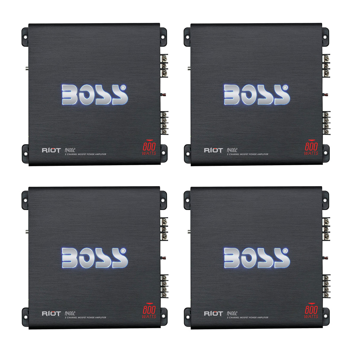 BOSS Audio Systems R4002 800W 2-Channel Power Car Audio Amp and Remote (4 Pack)