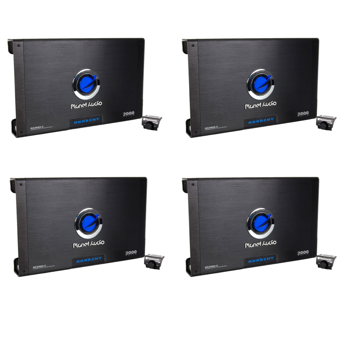 Planet Audio 2000W 2 Channel Car Amplifier Power Amp AC20002 + Remote (4 Pack)