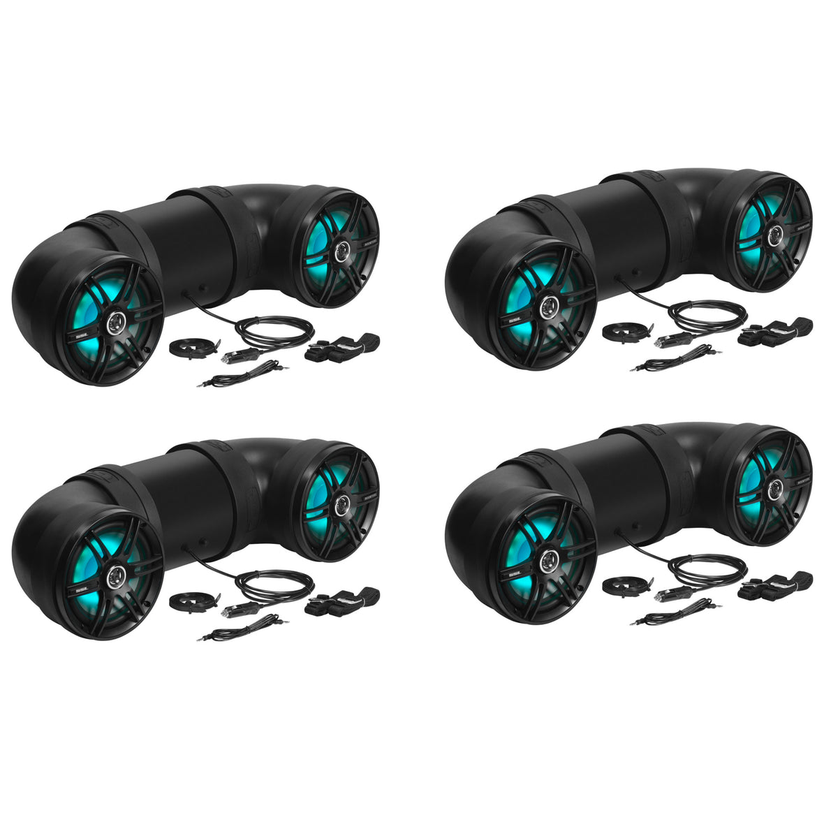 Soundstorm BTB8L 8 Inch 700W Bluetooth Amplified Marine UTV ATV Speaker (4 Pack)