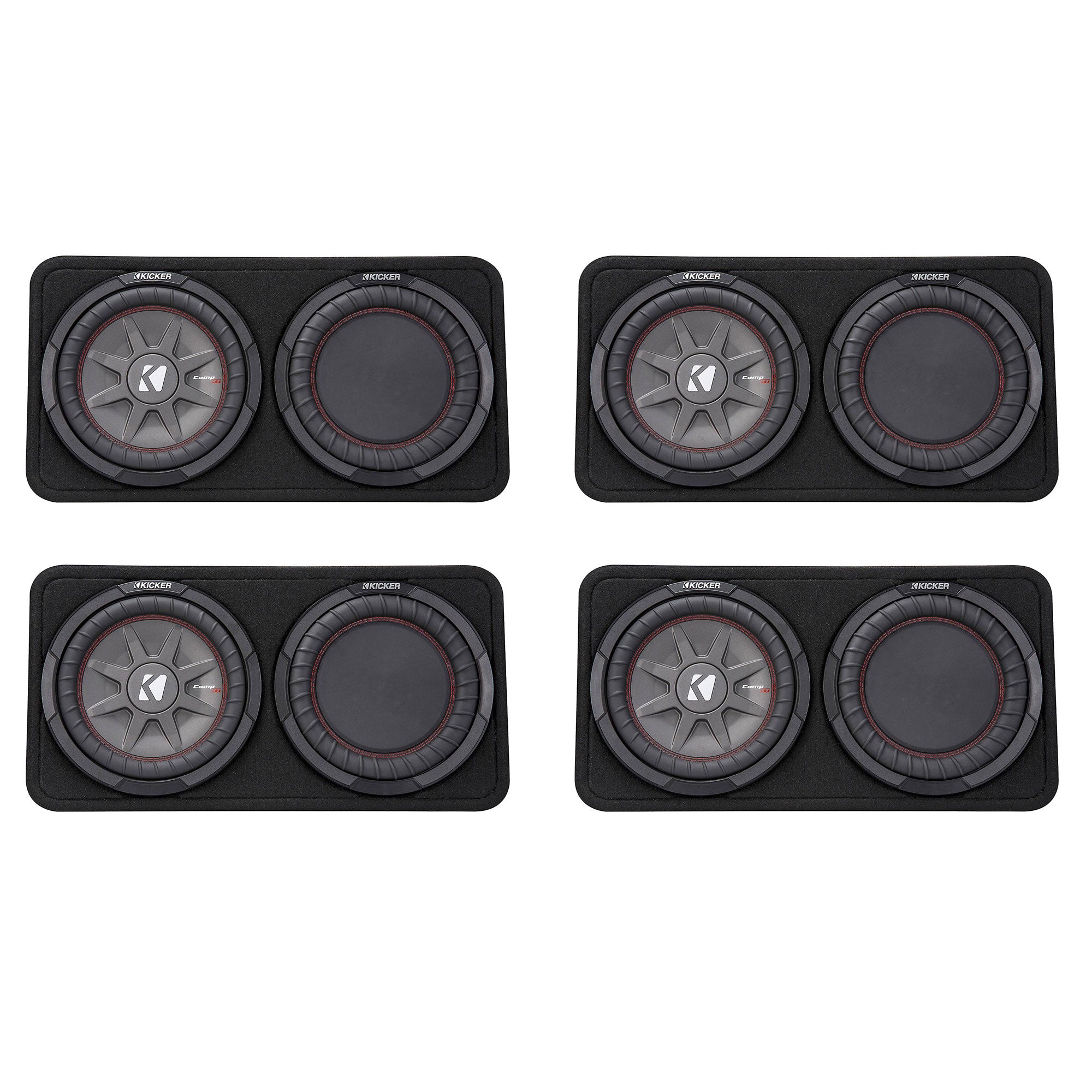 Kicker CompRT 800W Dual 10 Inch Slim 2 Ohm Loaded Sealed Subwoofer (4 Pack) - VMInnovations