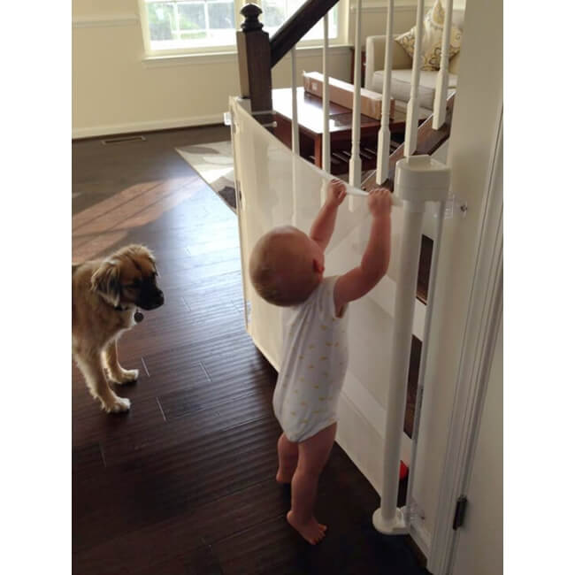 Retract-A-Gate Portable 52 Inch Extending Baby and Pet Home Safety Gate, White