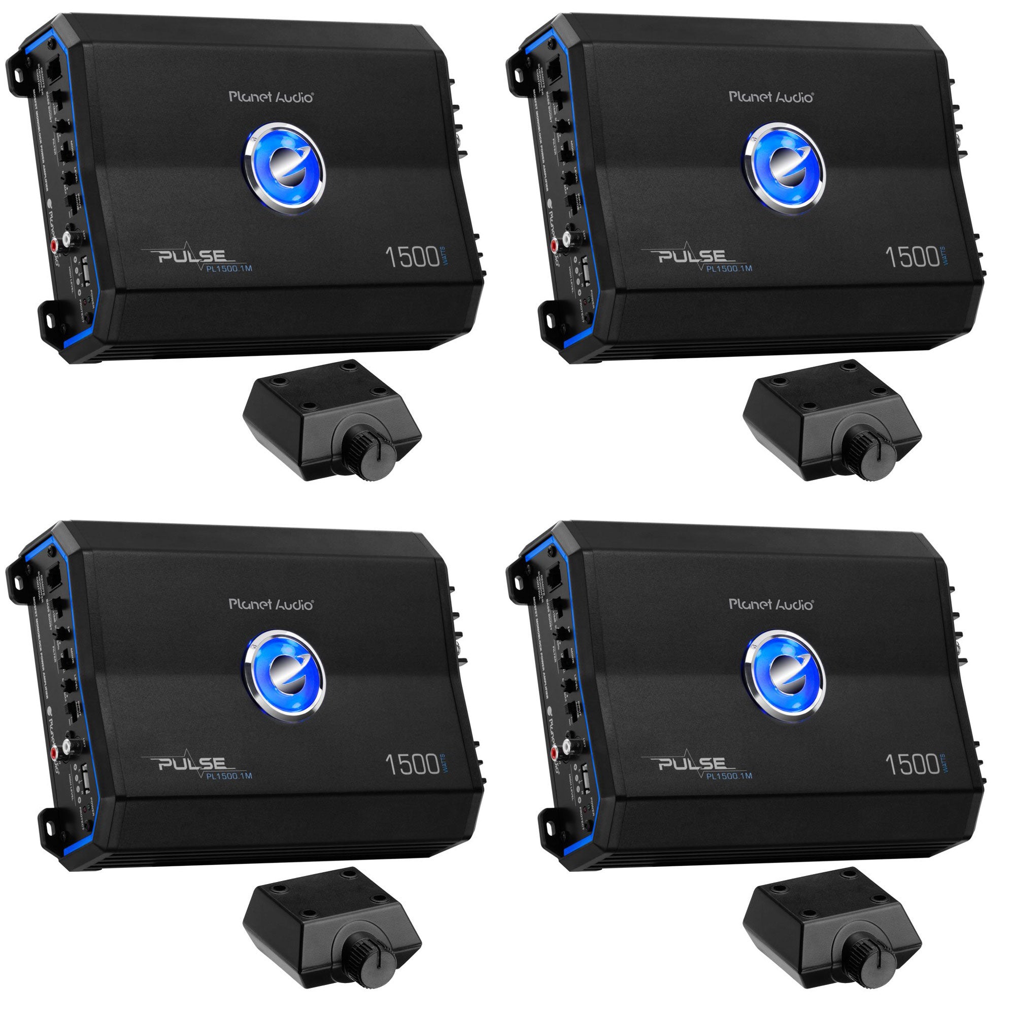 Planet Audio PL1500.1M Pulse 1500W Mono Class AB Amplifier w/ Remote (4 Pack)