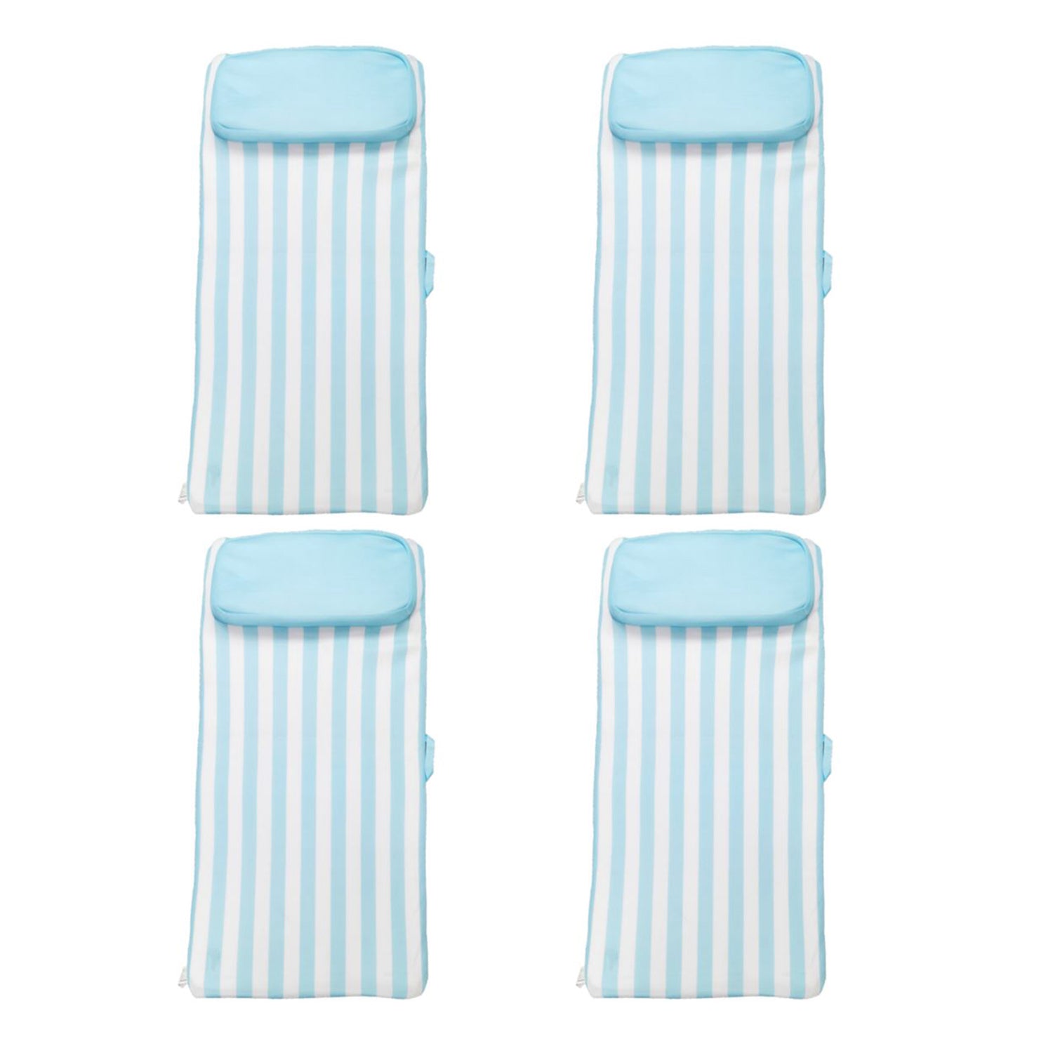 Magic Time International Sun Bed Water Lounger Pool Float w/ Pillow (4 Pack)