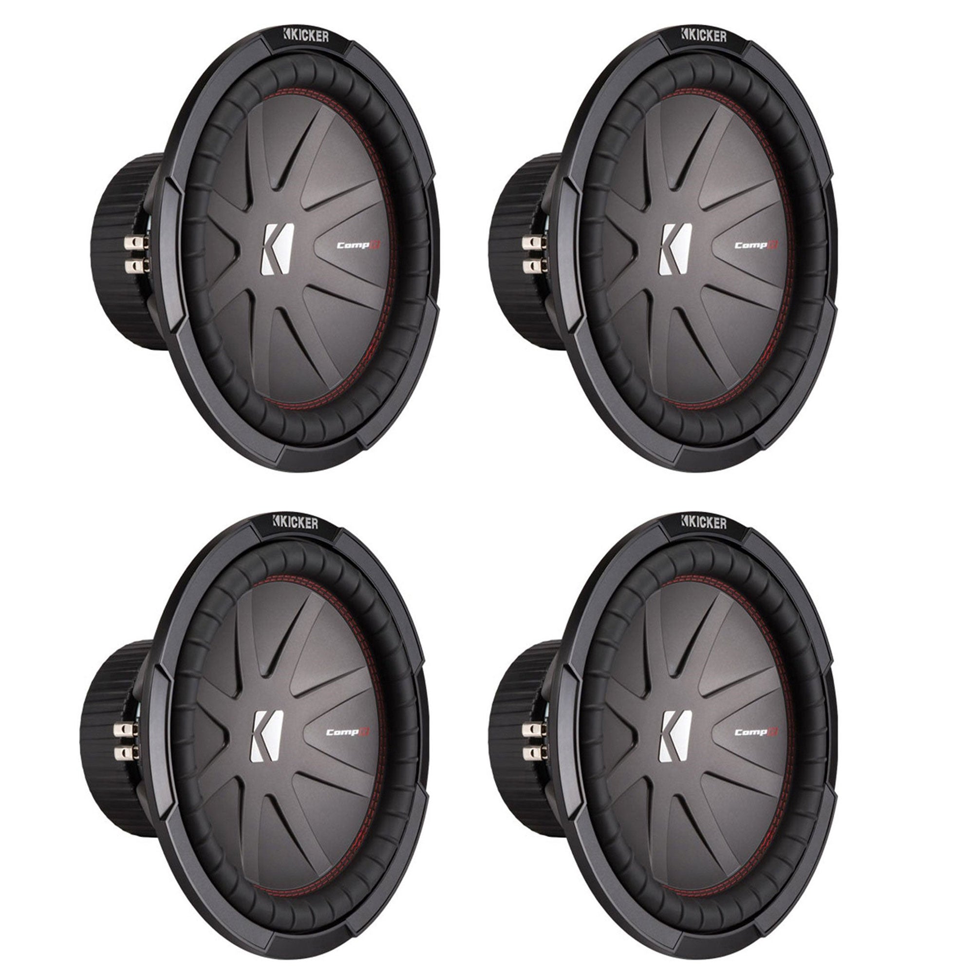 Kicker 43CWR122 12 Inch 1000W DVC 2 Ohm CompR Car Subwoofer (4 Pack)