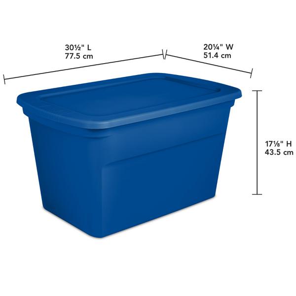 Sterilite 30 Gallon Plastic Stackable Storage Tote Container Box, Blue (6 Pack)