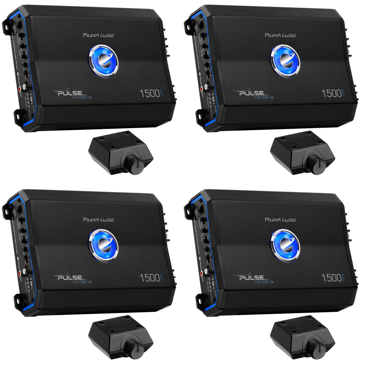 Planet Audio PL1500.1M Pulse 1500W Mono Class AB Amplifier w/ Remote (4 Pack)