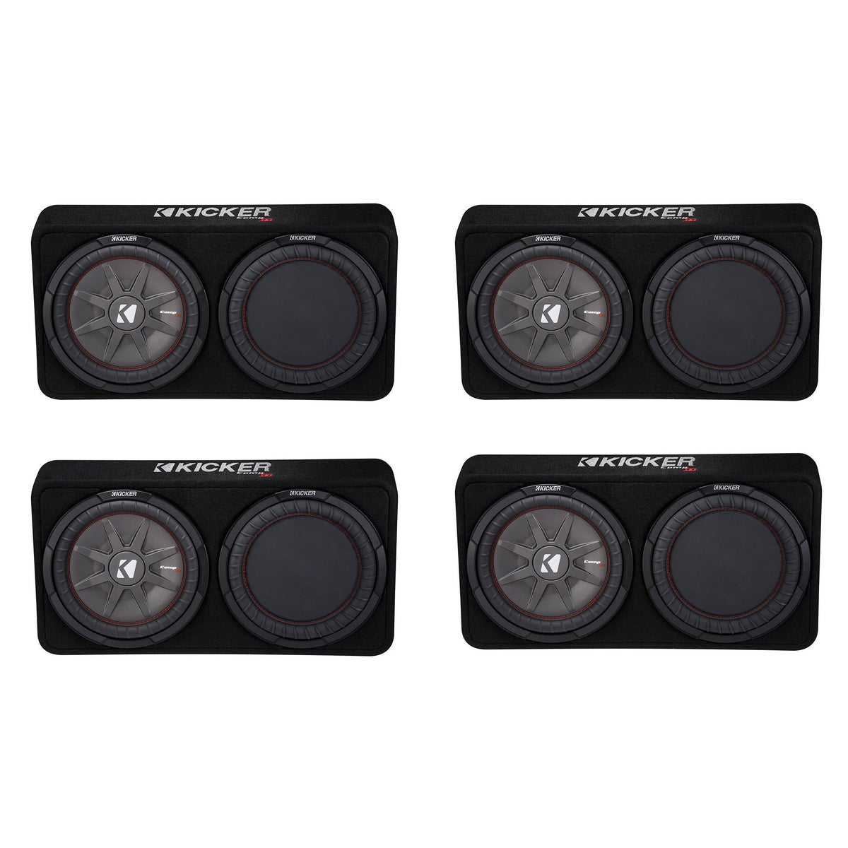 Kicker 1000W Dual 12" 4-Ohm Slim Shallow Subwoofer Sealed Enclosure (4 Pack)