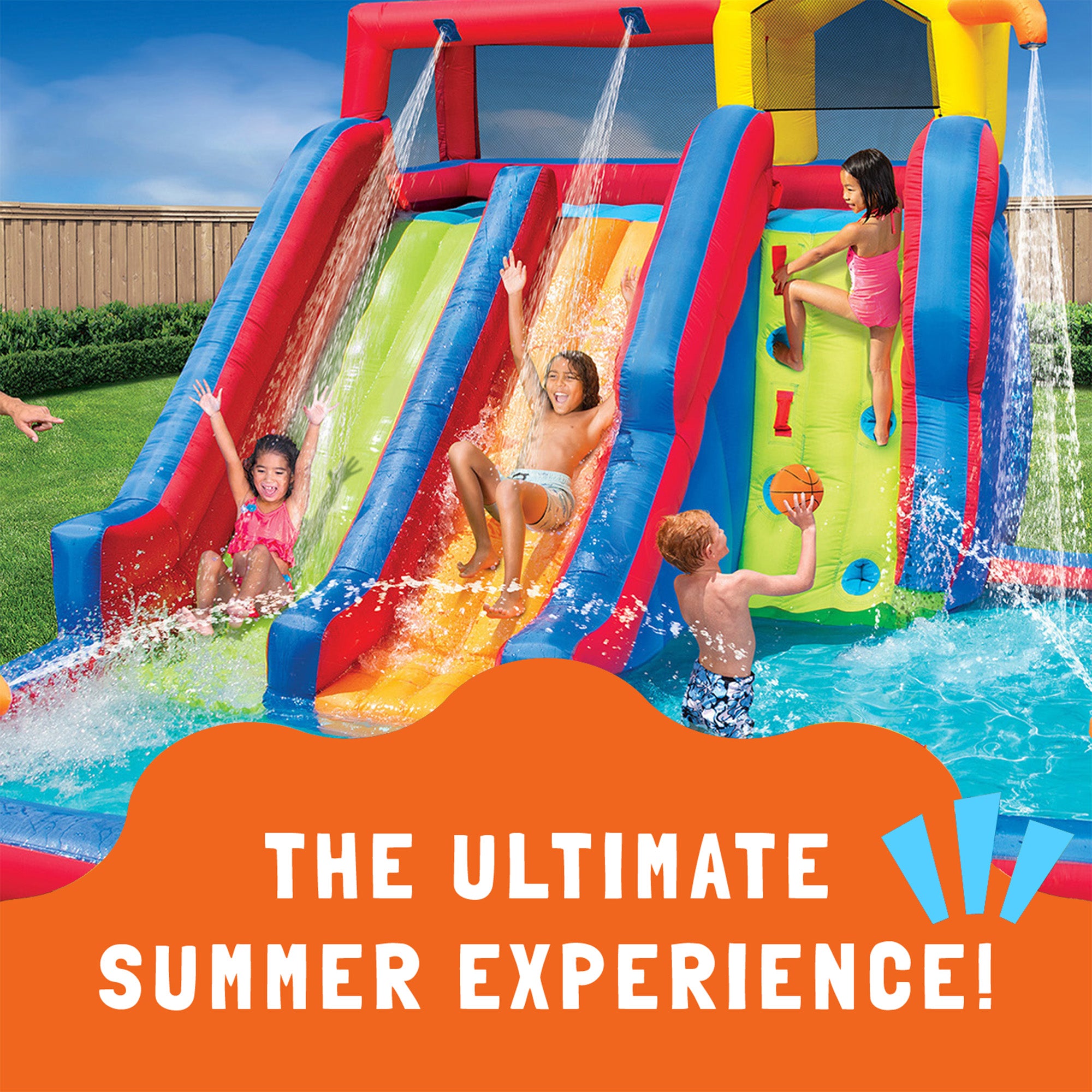 Banzai Twin Falls Kids Outdoor Inflatable Dual Water Slide Splash Toy(Open Box) - VMInnovations