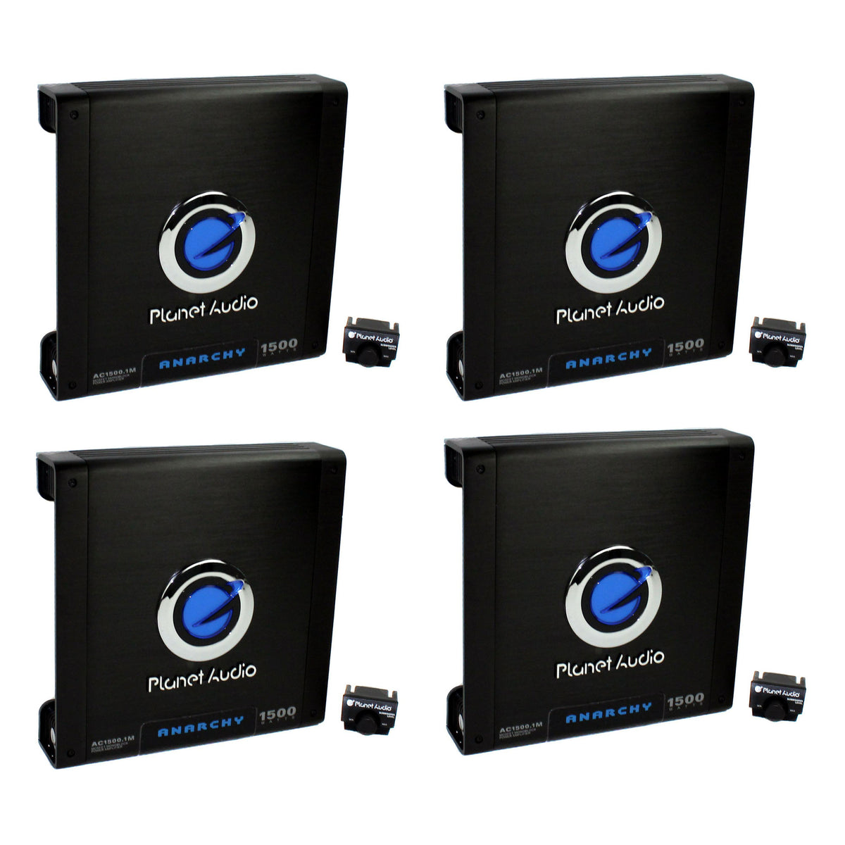 Planet Audio AC15001M 1500W Mono Block Car Audio Amplifier w/ Remote (4 Pack)