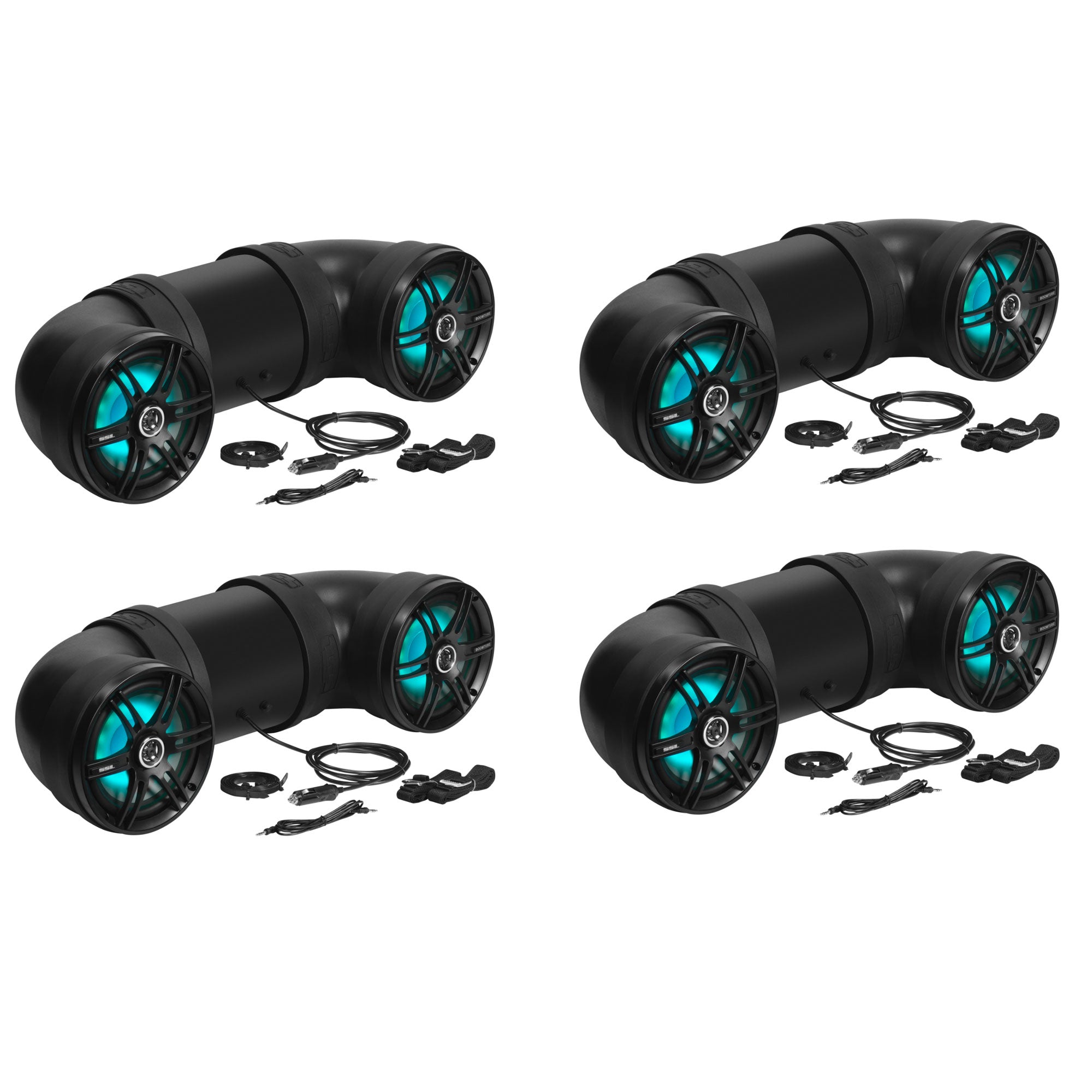 Soundstorm BTB8L 8 Inch 700W Bluetooth Amplified Marine UTV ATV Speaker (4 Pack)
