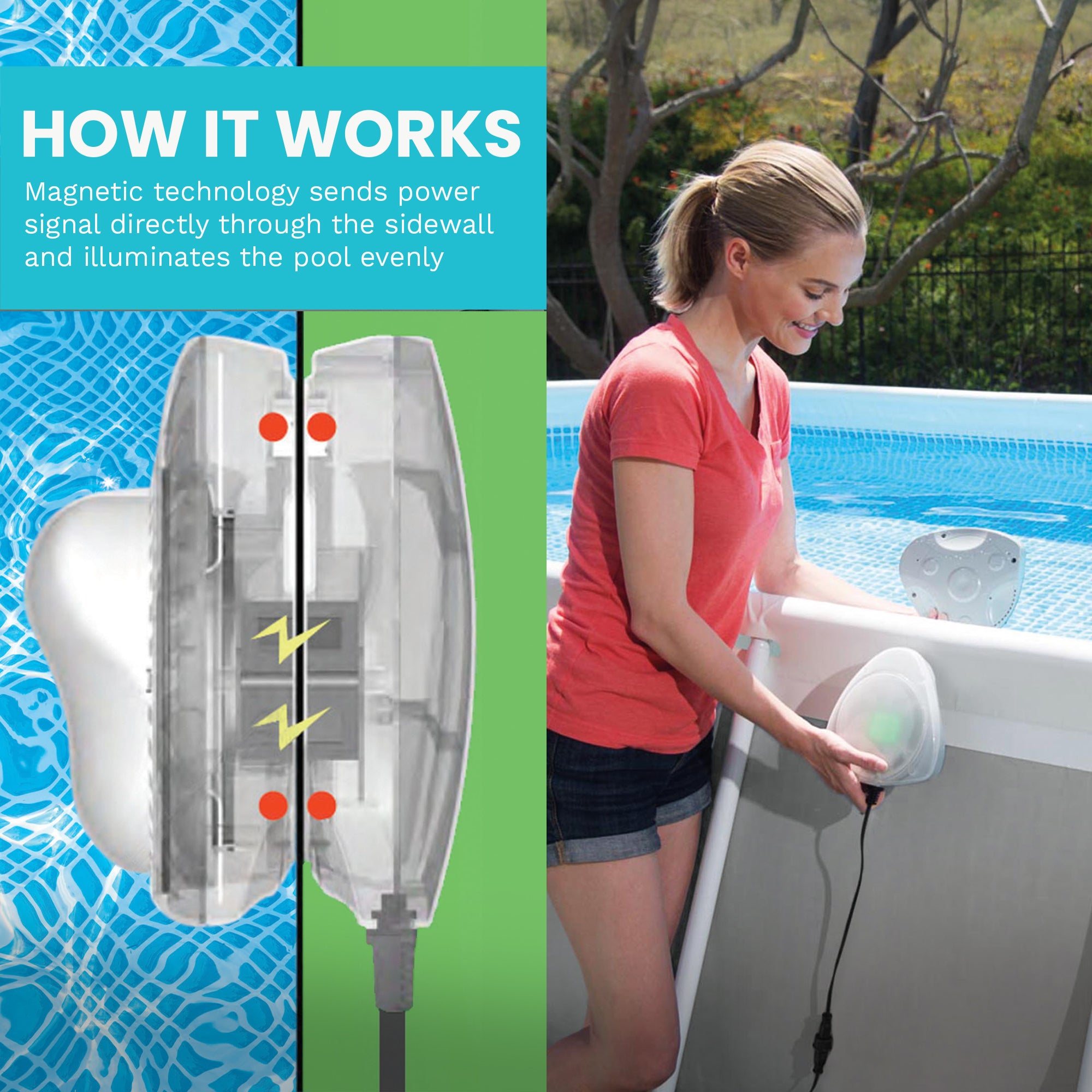 Intex Underwater Multi Color LED Magnetic Above Ground Swimming Pool Wall Light - VMInnovations