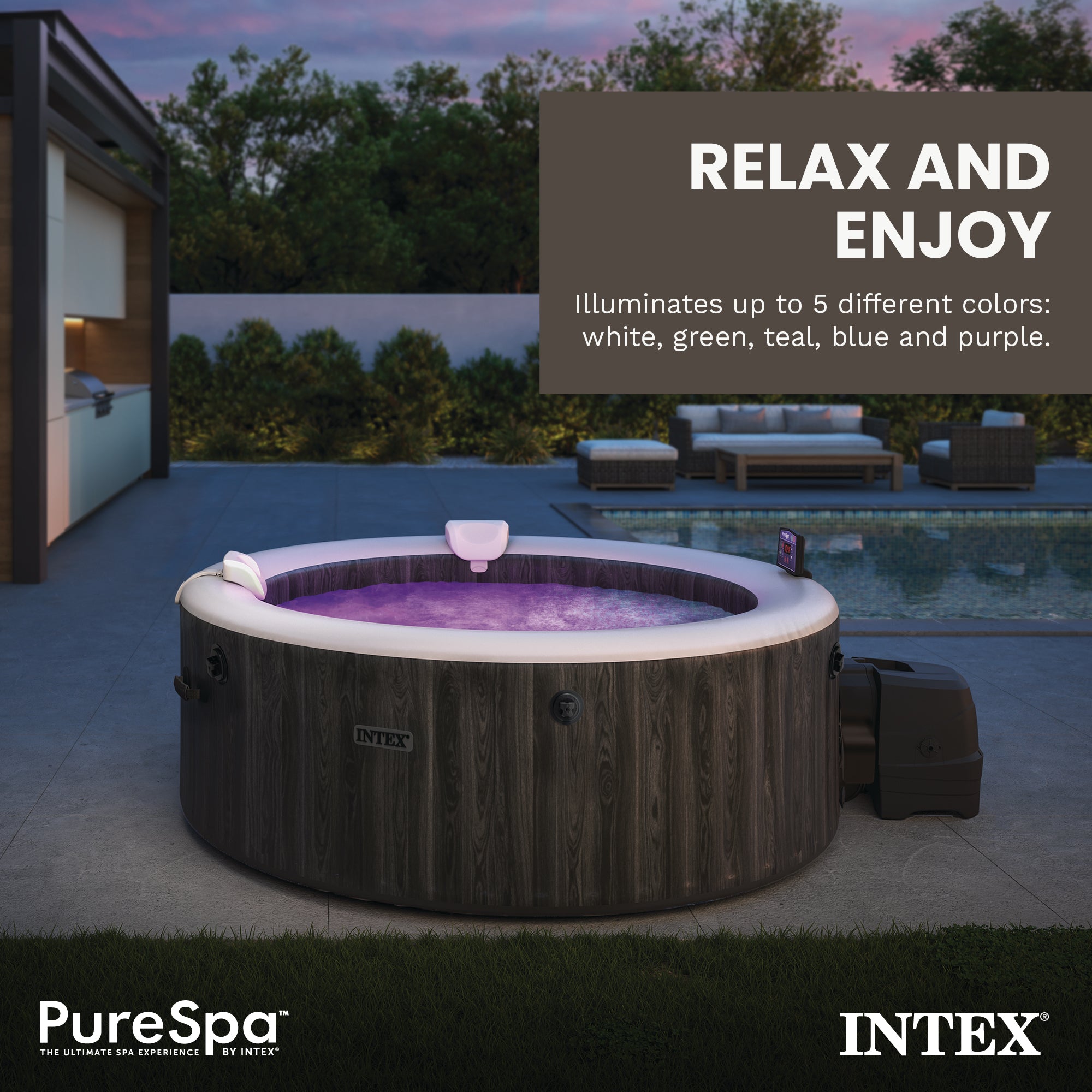 Intex PureSpa Battery Powered Multi-Colored LED Light for Spas and Hot Tubs