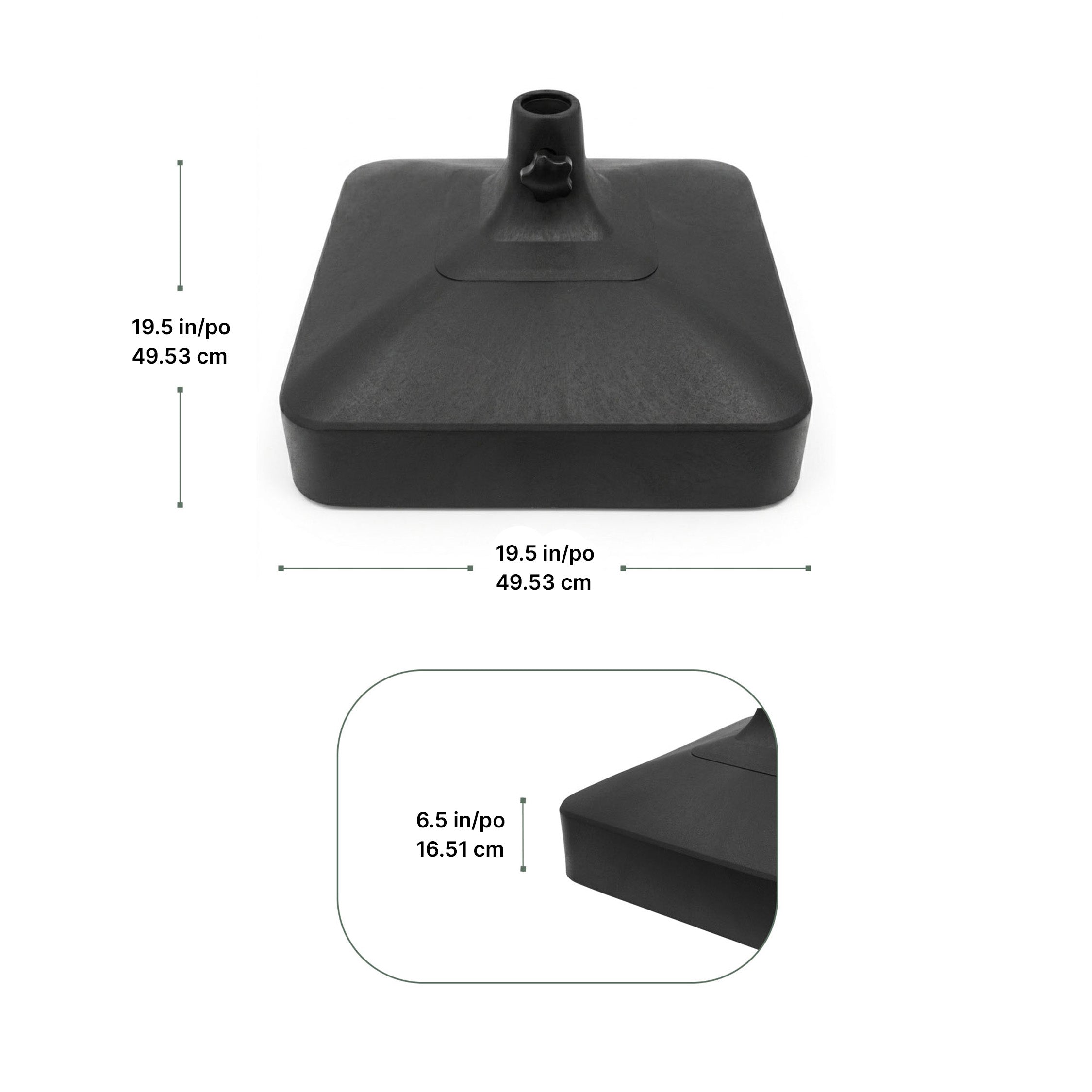 Tierra Verde 19.5" x 6.5"H Square Easy-Fill Weatherproof Umbrella Base(Open Box)