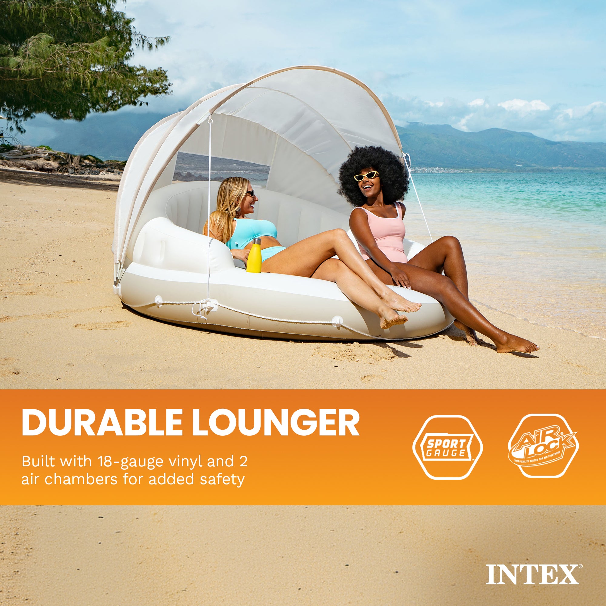 Intex 78 x 59 Inch White Inflatable Canopy Island Lounge Raft with Shade (Used) - VMInnovations