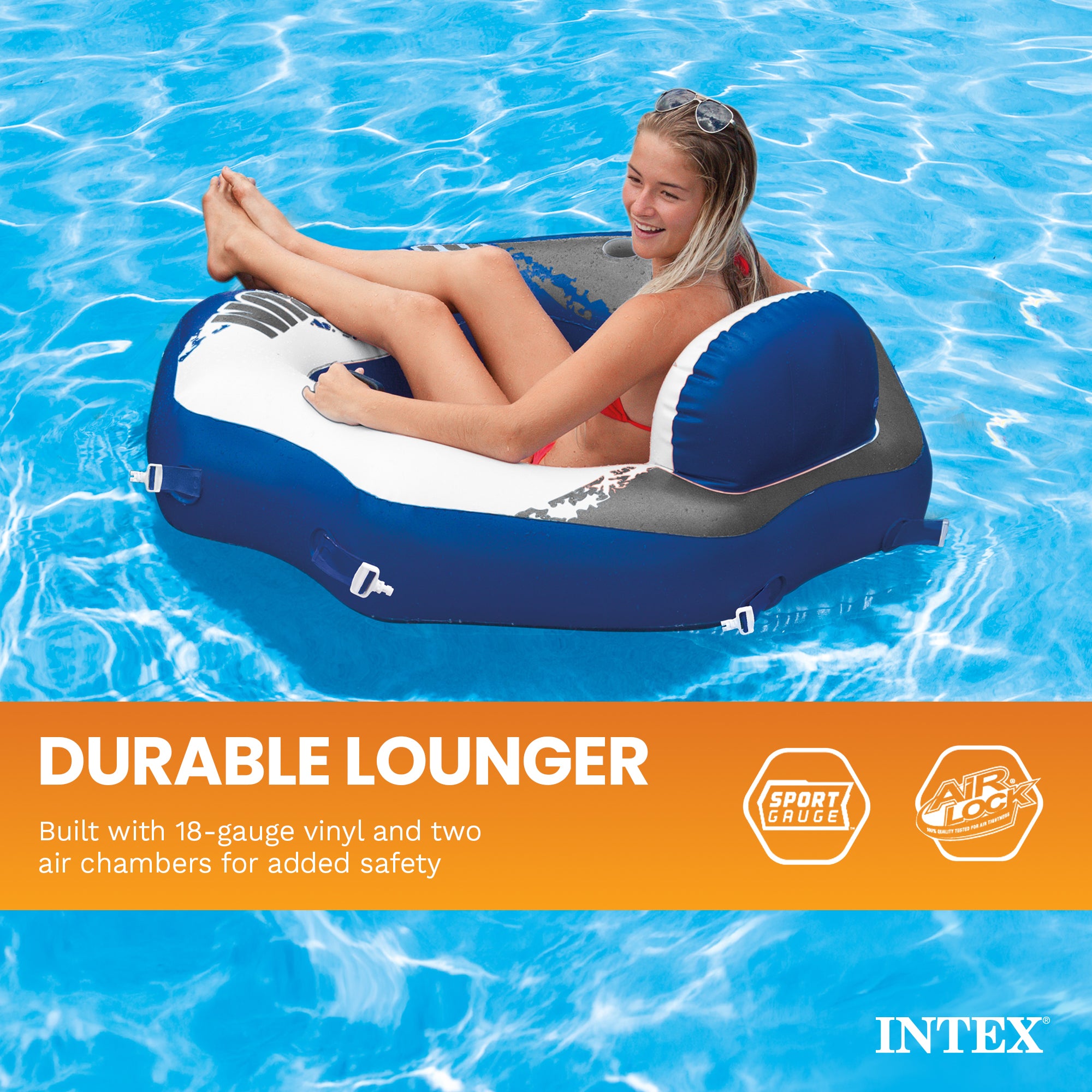 Intex River Run Single Person Inflatable Connecting Floating Lounge Tube Chair