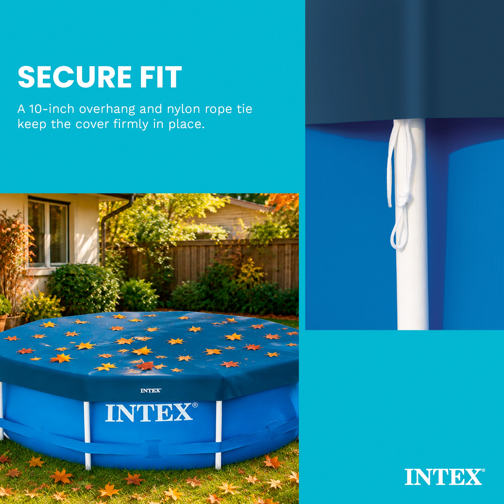Intex 10-Foot Round Above Ground Pool Vinyl Debris Cover, Blue | 28030E (Used)