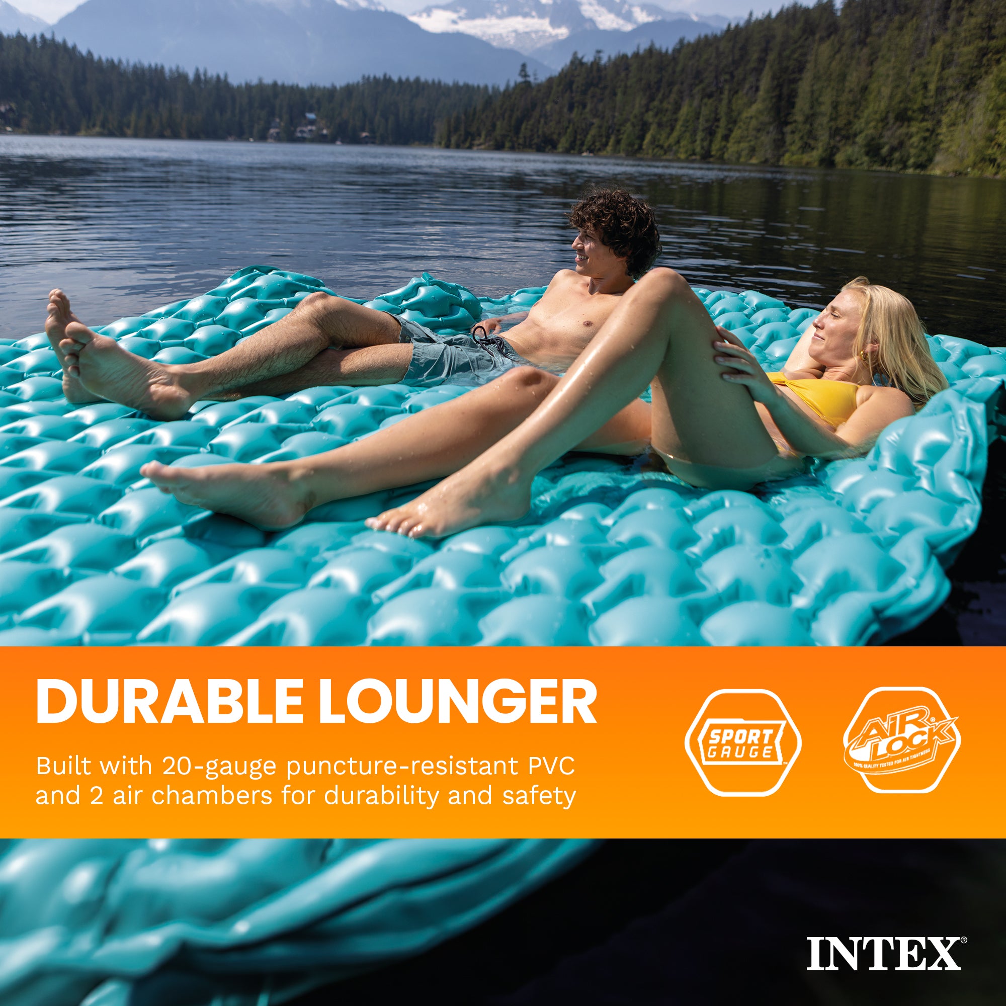 Intex 56841EP Giant Inflatable Floating Water Pool Lake Mat Platform Pad, Teal