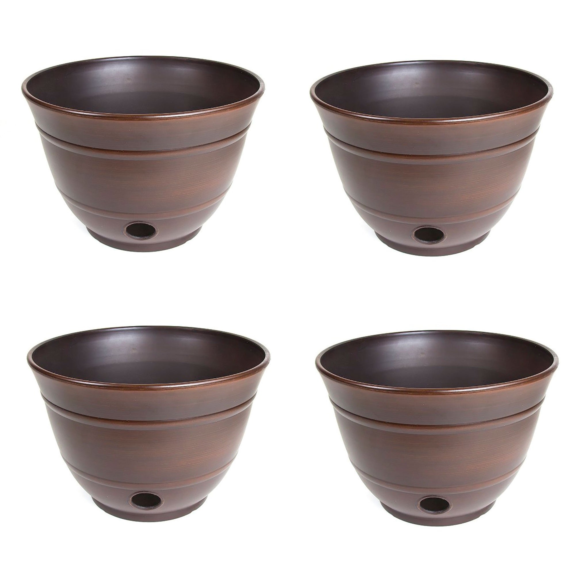 Liberty Garden Banded High Density Resin Hose Holder Pot with Drainage (4 Pack) - VMInnovations