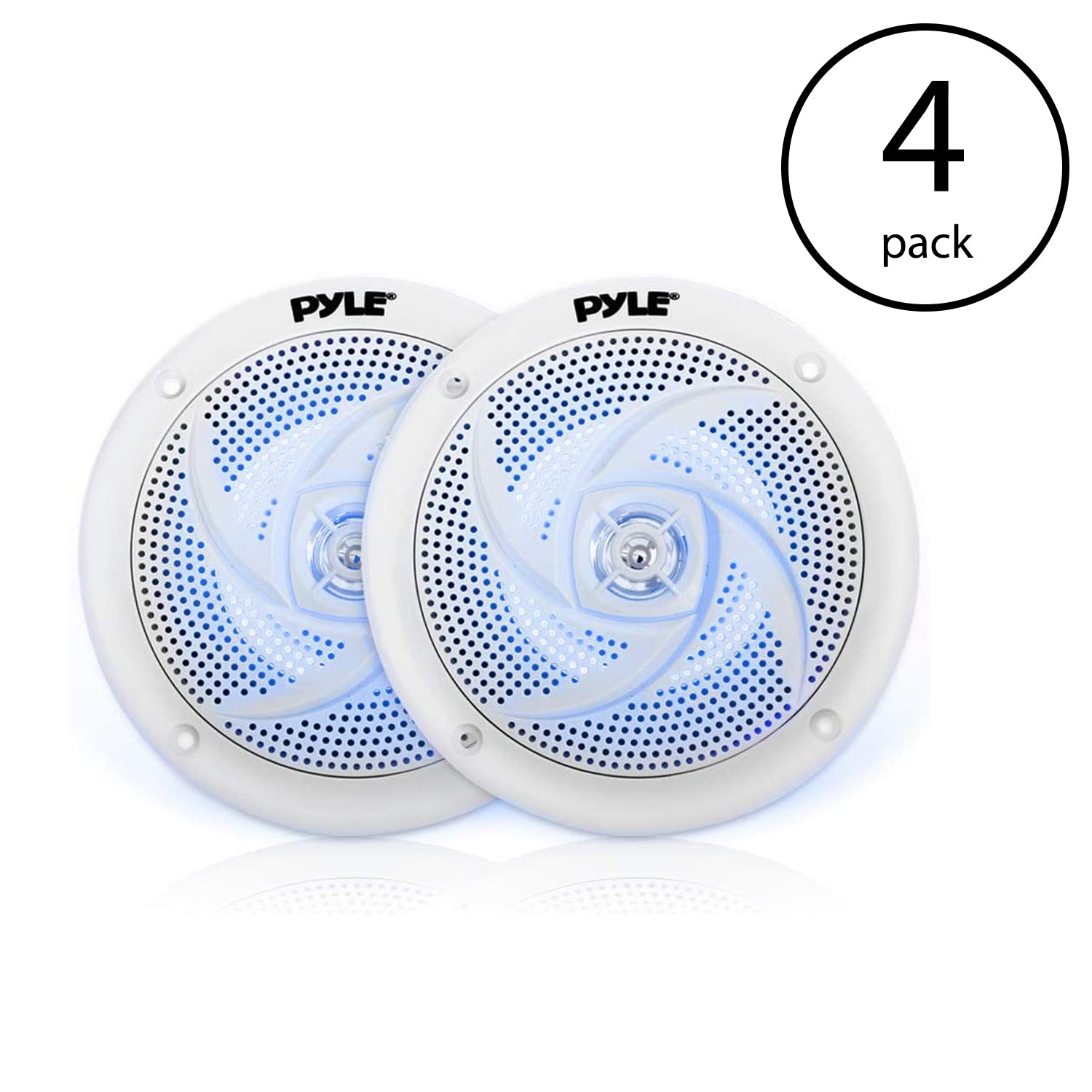 Pyle PLMRS53WL 5.25 Inch Waterproof Low Profile Marine Speakers, White (8 Pack)